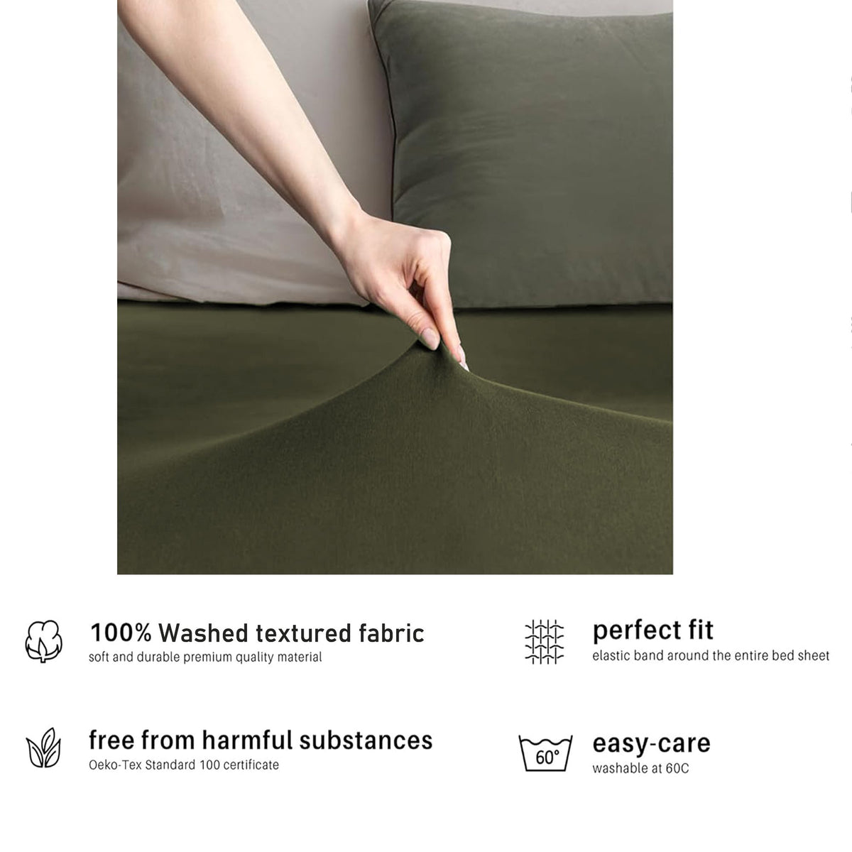 Hotel Quality Fitted sheets - 2 Piece Fitted sheets  -Breathable Bedding - Wrinkle, Fade, Stain Resistant- 26inch/40cm Deep Pocket Fitted Bed Sheet-Wrinkle and Fade Resistant,(Olive green,Single)