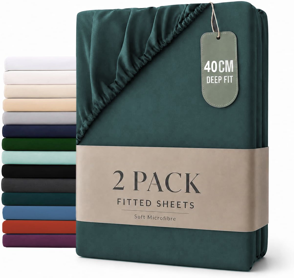 Hotel Quality Fitted sheets - 2 Piece Fitted sheets  -Breathable Bedding - Wrinkle, Fade, Stain Resistant- 26inch/40cm Deep Pocket Fitted Bed Sheet-Wrinkle and Fade Resistant,(Biscay blue,Single)