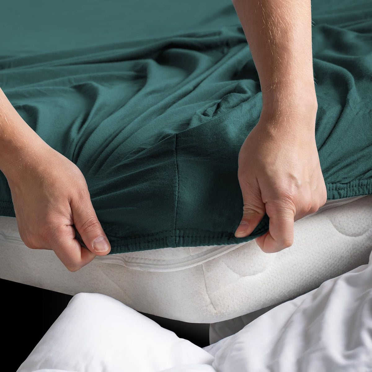 Hotel Quality Fitted sheets - 2 Piece Fitted sheets  -Breathable Bedding - Wrinkle, Fade, Stain Resistant- 26inch/40cm Deep Pocket Fitted Bed Sheet-Wrinkle and Fade Resistant,(Biscay blue,Single)