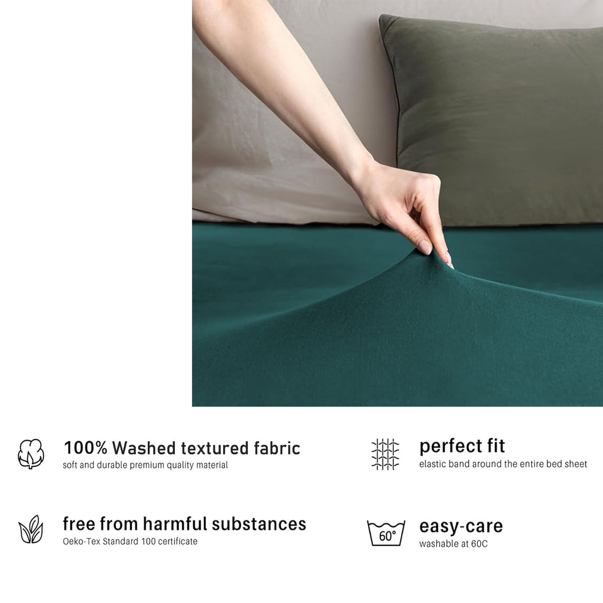 Hotel Quality Fitted sheets - 2 Piece Fitted sheets  -Breathable Bedding - Wrinkle, Fade, Stain Resistant- 26inch/40cm Deep Pocket Fitted Bed Sheet-Wrinkle and Fade Resistant,(Biscay blue,Single)