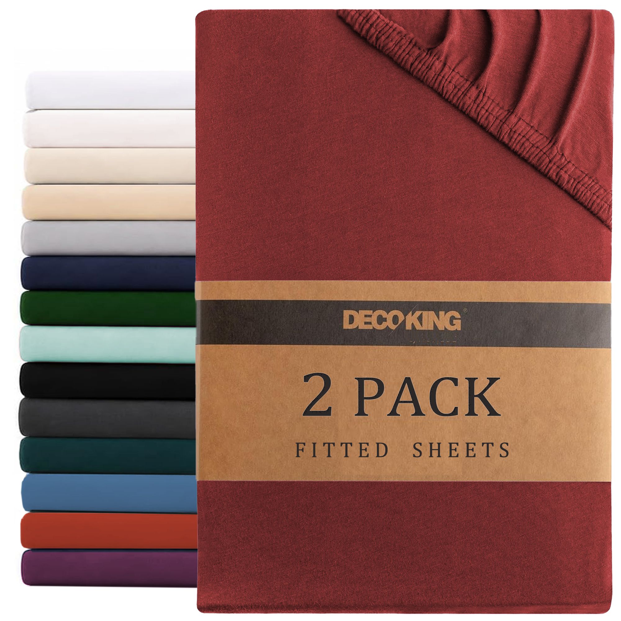 Hotel Quality Fitted sheets - 2 Piece Fitted sheets  -Breathable Bedding - Wrinkle, Fade, Stain Resistant- 26inch/40cm Deep Pocket Fitted Bed Sheet-Wrinkle and Fade Resistant,(Red,Super King)