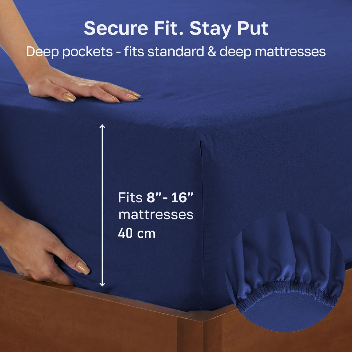 Hotel Quality Fitted sheets - 2 Piece Fitted sheets  -Breathable Bedding - Wrinkle, Fade, Stain Resistant- 26inch/40cm Deep Pocket Fitted Bed Sheet-Wrinkle and Fade Resistant,(Royal blue,Super King)