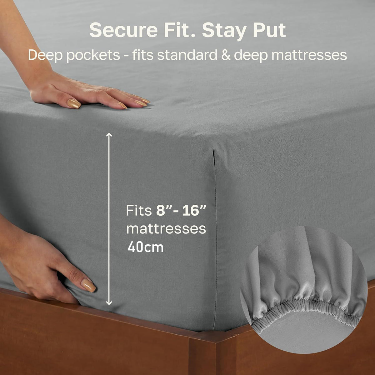 Hotel Quality Fitted sheets - 2 Piece Fitted sheets  -Breathable Bedding - Wrinkle, Fade, Stain Resistant- 26inch/40cm Deep Pocket Fitted Bed Sheet-Wrinkle and Fade Resistant,(Grey,Super King)