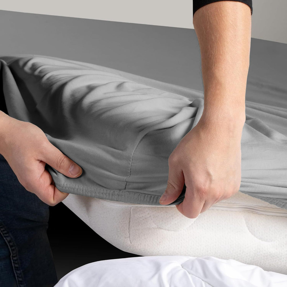Hotel Quality Fitted sheets - 2 Piece Fitted sheets  -Breathable Bedding - Wrinkle, Fade, Stain Resistant- 26inch/40cm Deep Pocket Fitted Bed Sheet-Wrinkle and Fade Resistant,(Grey,Super King)