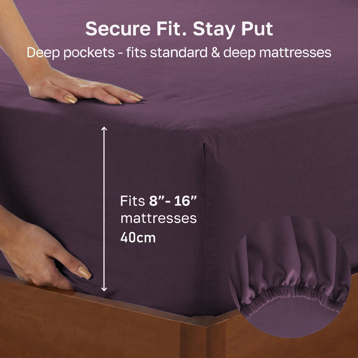 Hotel Quality Fitted sheets - 2 Piece Fitted sheets  -Breathable Bedding - Wrinkle, Fade, Stain Resistant- 26inch/40cm Deep Pocket Fitted Bed Sheet-Wrinkle and Fade Resistant,(Purple,Super King)
