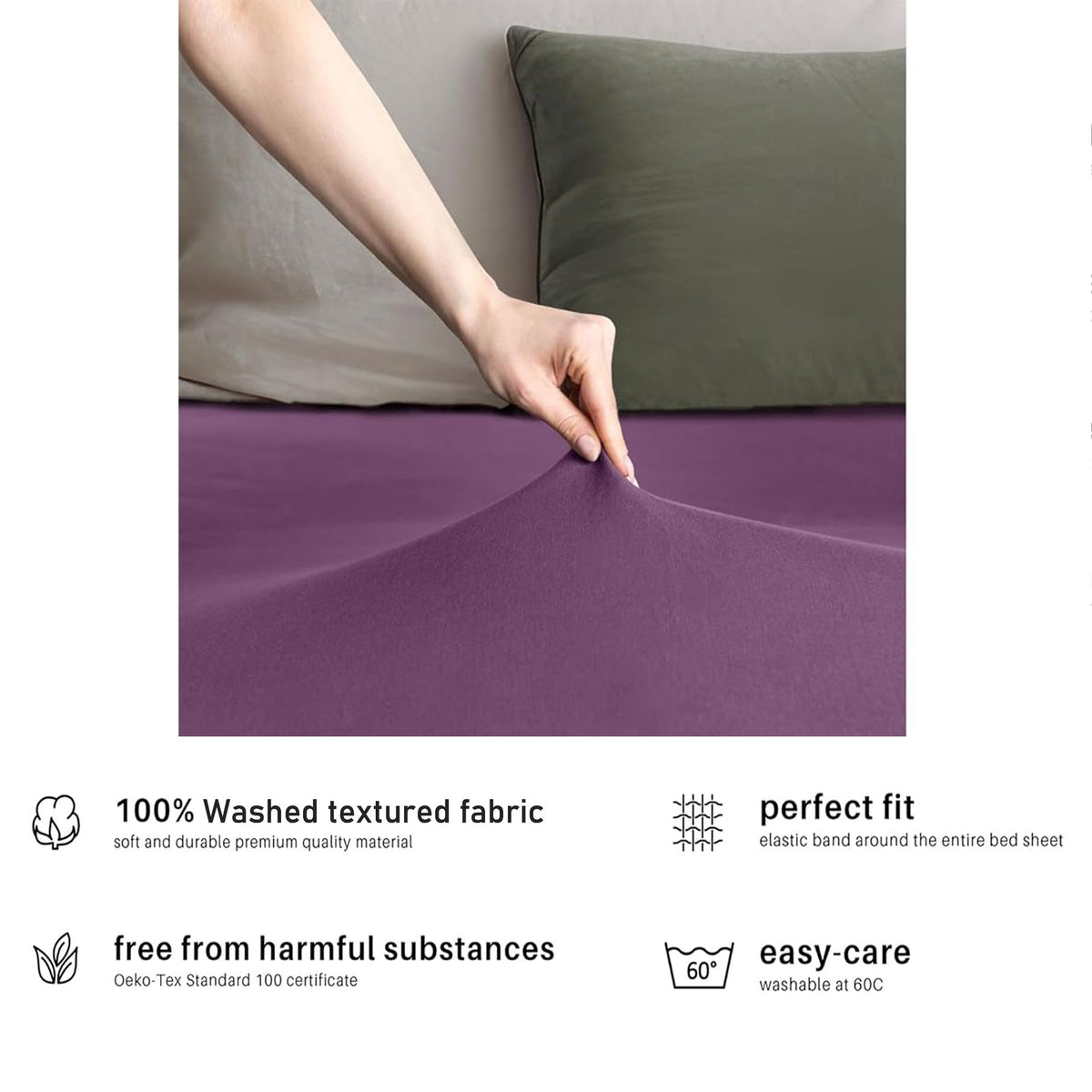 Hotel Quality Fitted sheets - 2 Piece Fitted sheets  -Breathable Bedding - Wrinkle, Fade, Stain Resistant- 26inch/40cm Deep Pocket Fitted Bed Sheet-Wrinkle and Fade Resistant,(Purple,Super King)