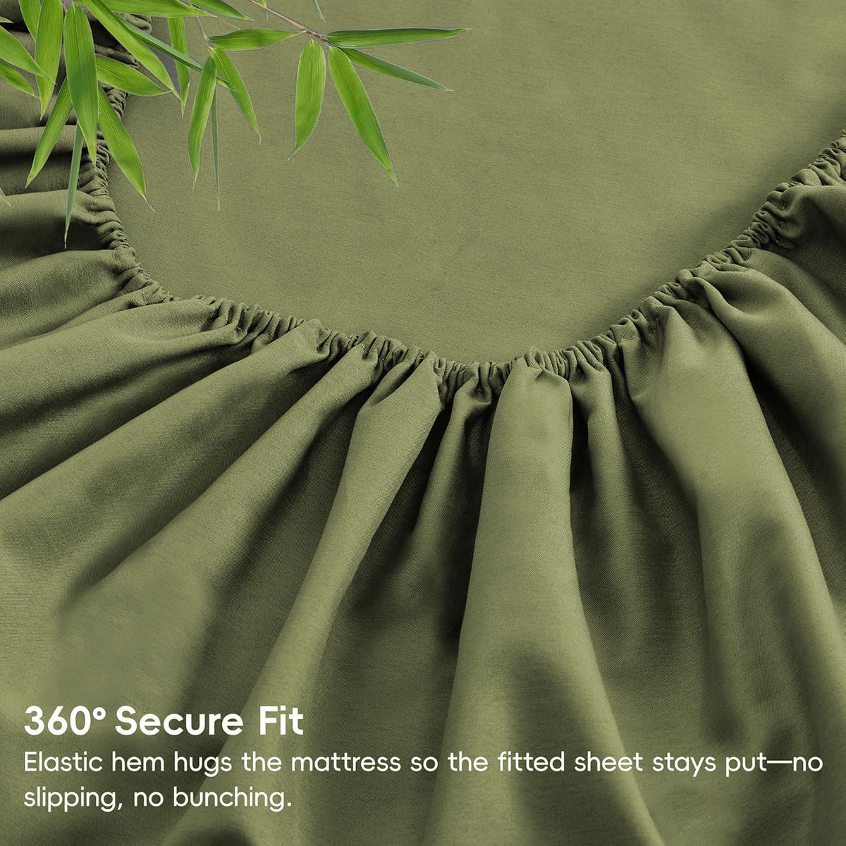 4 Piece Ultra Soft Bamboo Breathable Sheet Set -Hotel 2000TC Breathable Bed Sheets Set with 37 Centimetre Deep Pocket-Breathable Sheets for Hot Sleepers(Olive green,Double)
