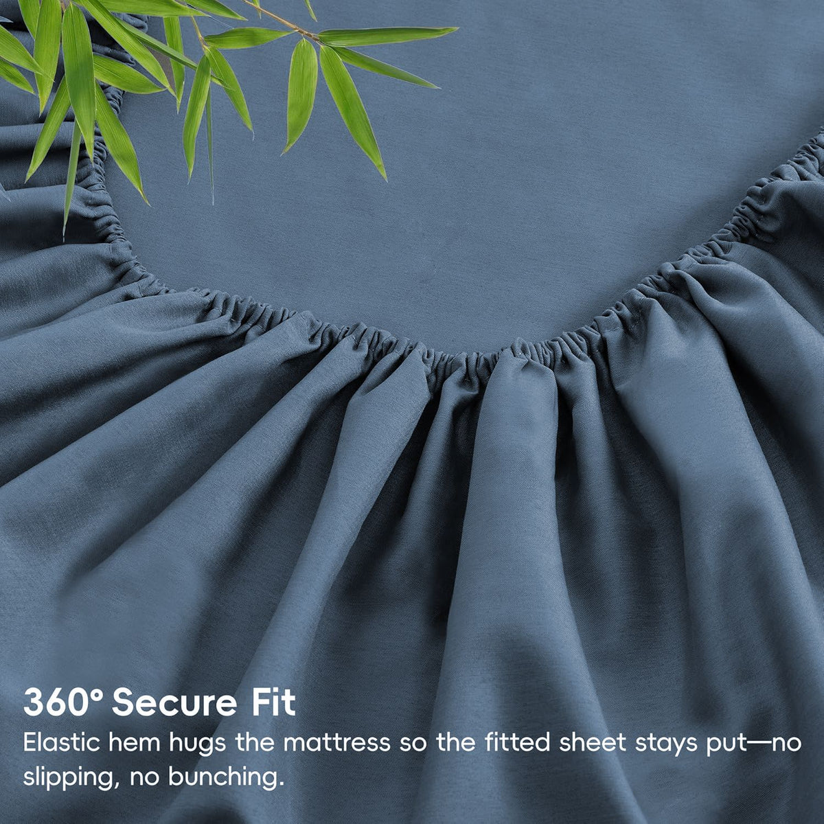 Hotel Breathable Bamboo Fitted Sheet & Pillowcase-3 Piece-Ultra Soft 2000TC Breathable Fitted Bed Sheets Set with 37 Centimetre Deep Pocket-Cooling Sheets for Hot Sleepers(Navy,King)