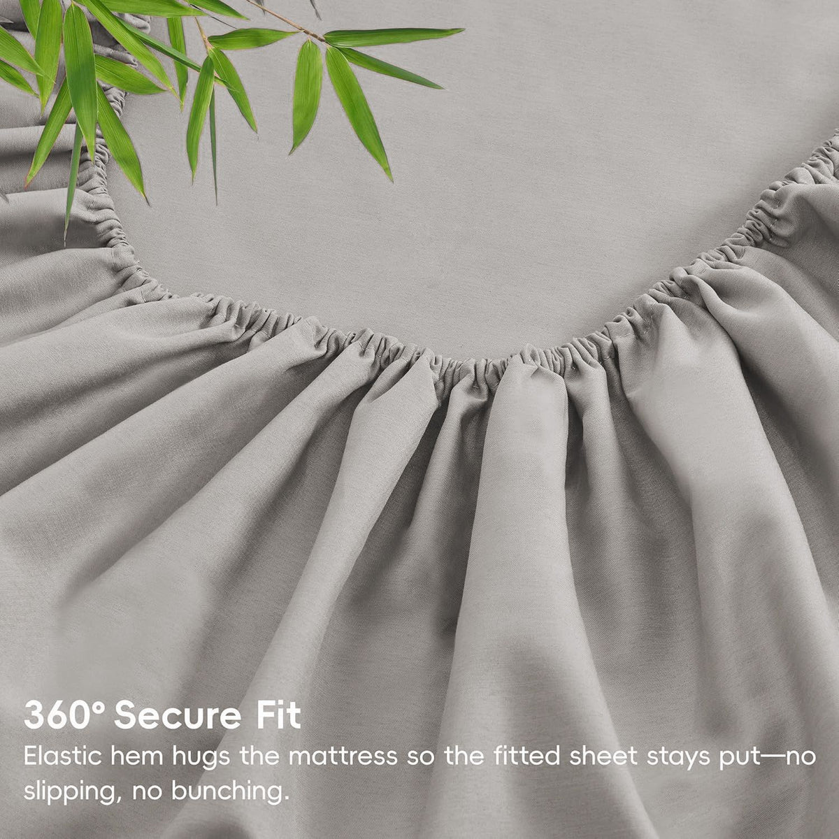 Hotel Breathable Bamboo Fitted Sheet & Pillowcase-3 Piece-Ultra Soft 2000TC Breathable Fitted Bed Sheets Set with 37 Centimetre Deep Pocket-Cooling Sheets for Hot Sleepers(Silver-gray,King)
