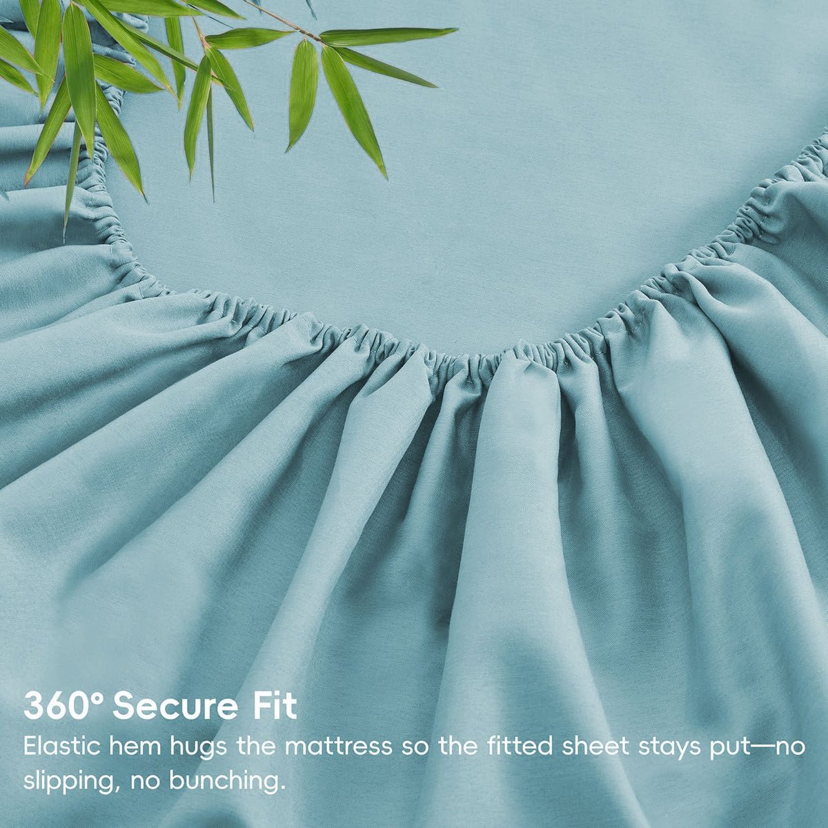Hotel Breathable Bamboo Fitted Sheet & Pillowcase-3 Piece-Ultra Soft 2000TC Breathable Fitted Bed Sheets Set with 37 Centimetre Deep Pocket-Cooling Sheets for Hot Sleepers(Sky Blue,King)