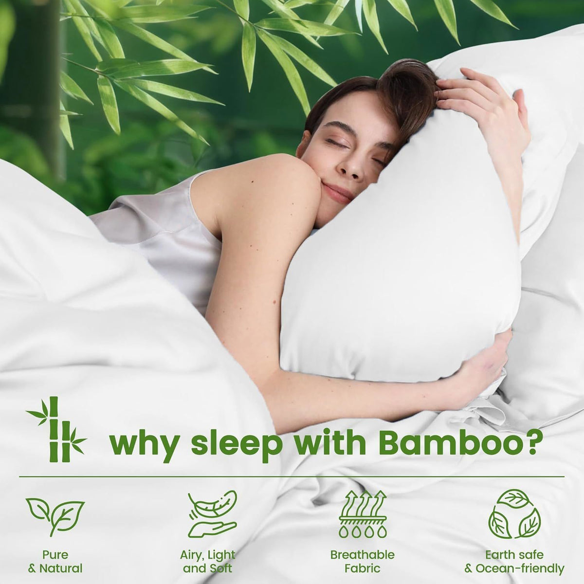 4 Piece Ultra Soft Bamboo Breathable Sheet Set -Hotel 2000TC Breathable Bed Sheets Set with 37 Centimetre Deep Pocket-Breathable Sheets for Hot Sleepers(White,Queen)