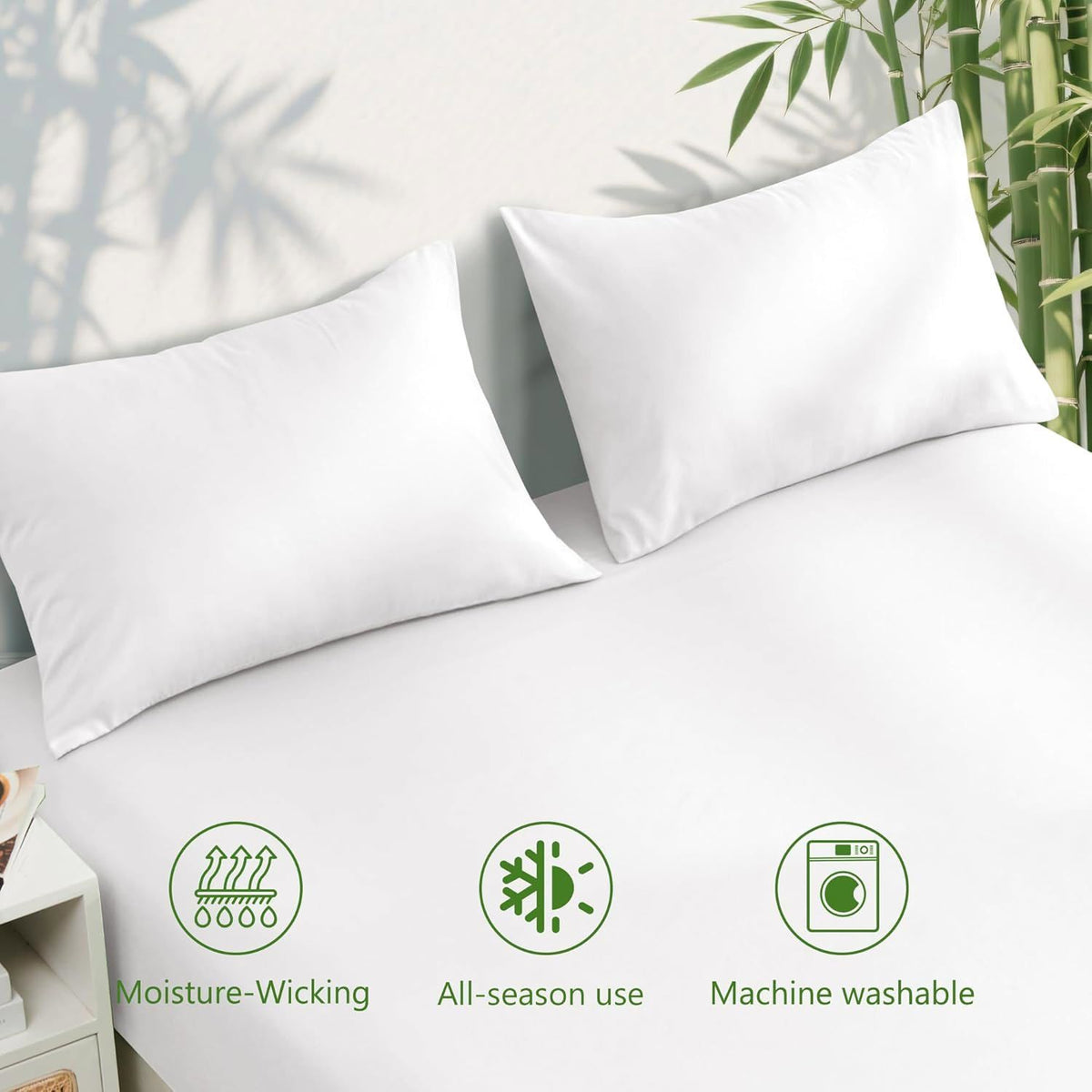 3 Piece Ultra Soft Bamboo Breathable Sheet Set -Hotel 2000TC Breathable Bed Sheets Set with 37 Centimetre Deep Pocket-Breathable Sheets for Hot Sleepers(White,Single)