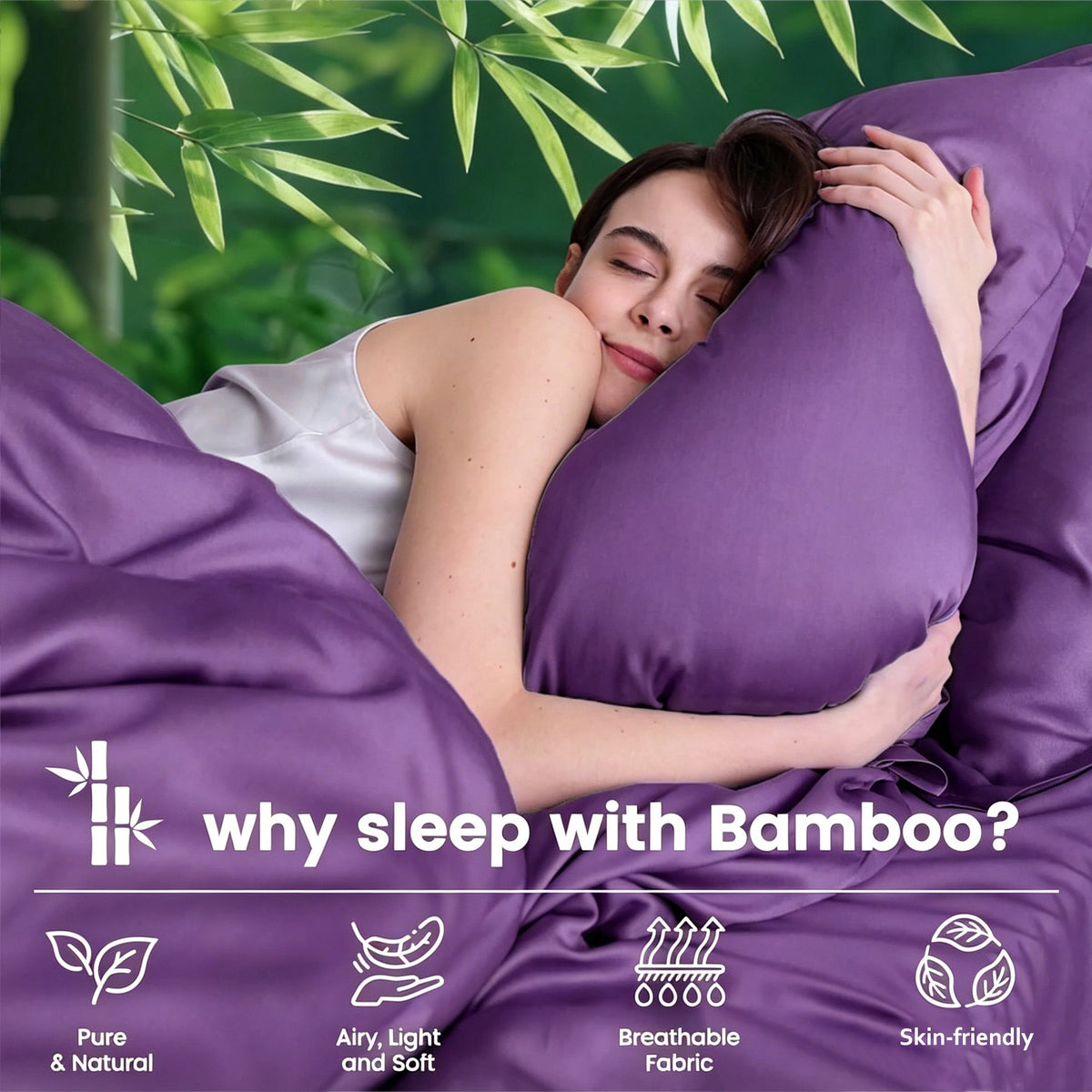 4 Piece Ultra Soft Bamboo Breathable Sheet Set -Hotel 2000TC Breathable Bed Sheets Set with 40 Centimetre Deep Pocket-Breathable Sheets for Hot Sleepers(Purple,Super King)