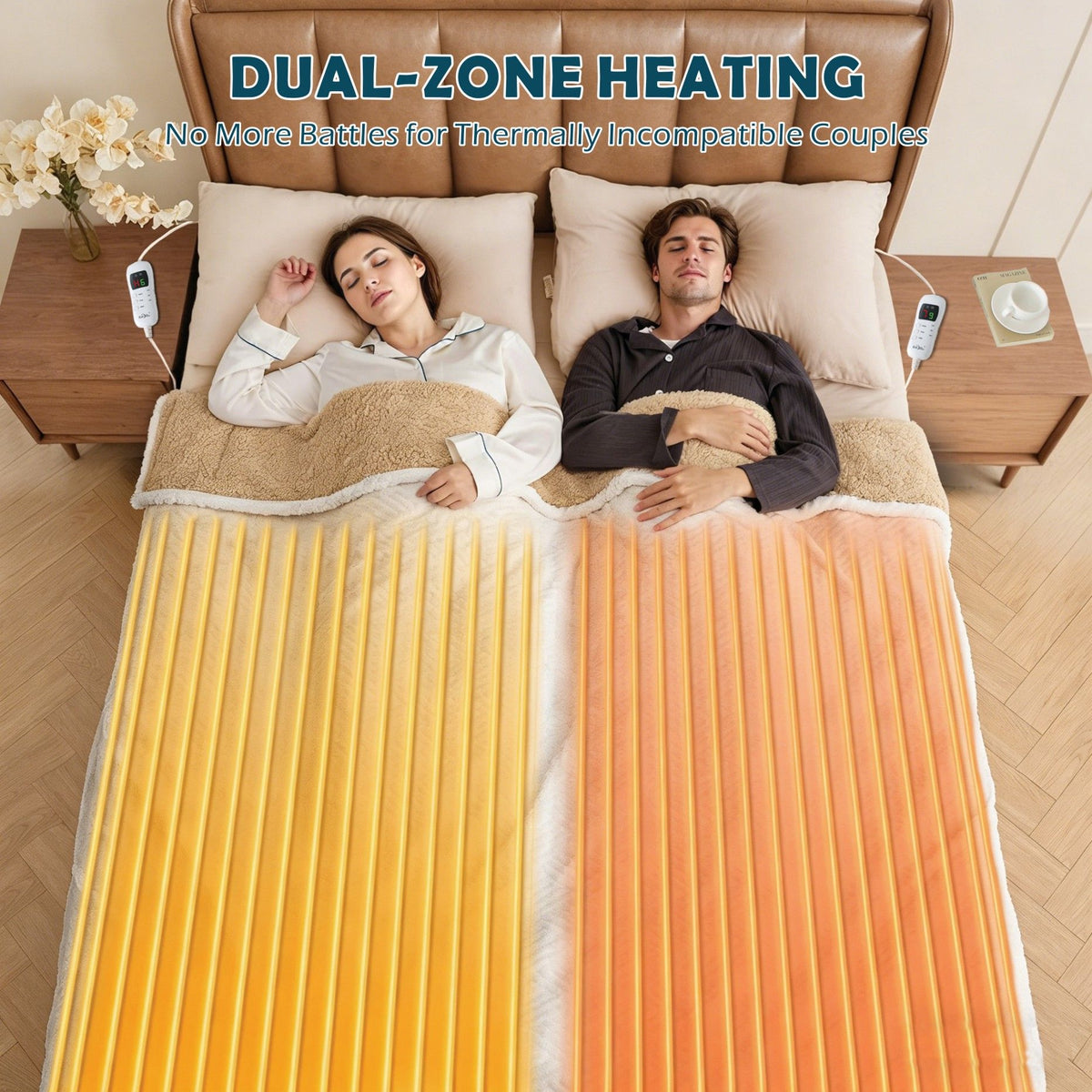 Electric Heated Mattress Pad Blanket with Dual Control & 9-Hour Auto Off & 9 Heat Settings, Preheat Functions, Overheat Protection, Machine Washable Fully Fitted Electric Sheet(Queen)