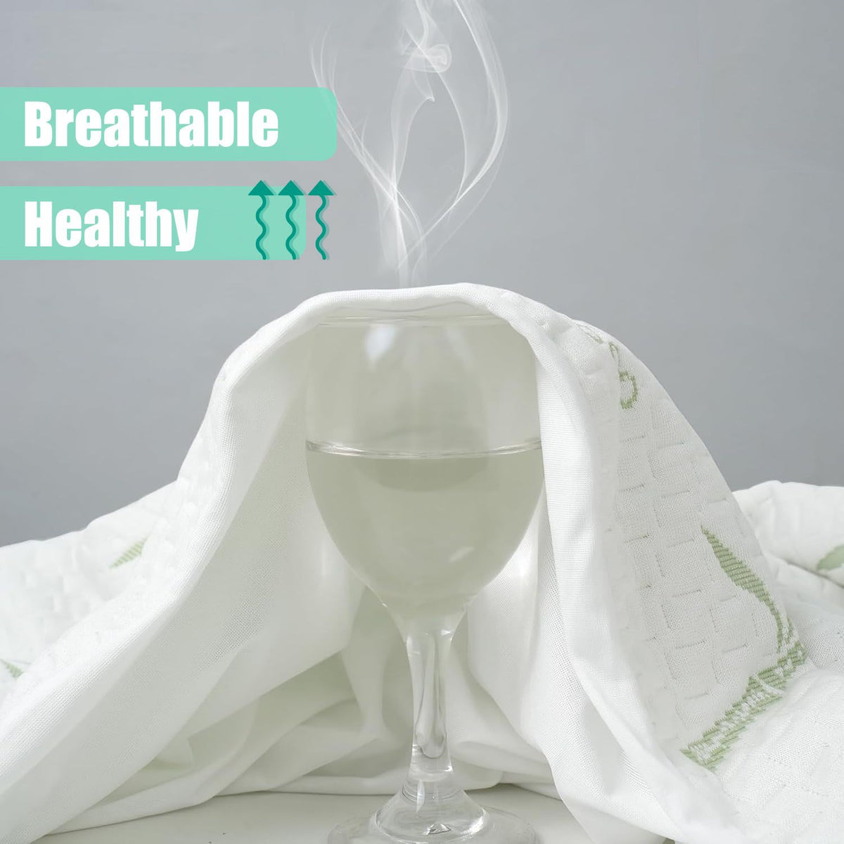 Waterproof Mattress Protector,Breathable Mattress Cover,3D Air Fabric Cooling Bed Pad Cover, Deep Pocket 40cm(Double,Green)