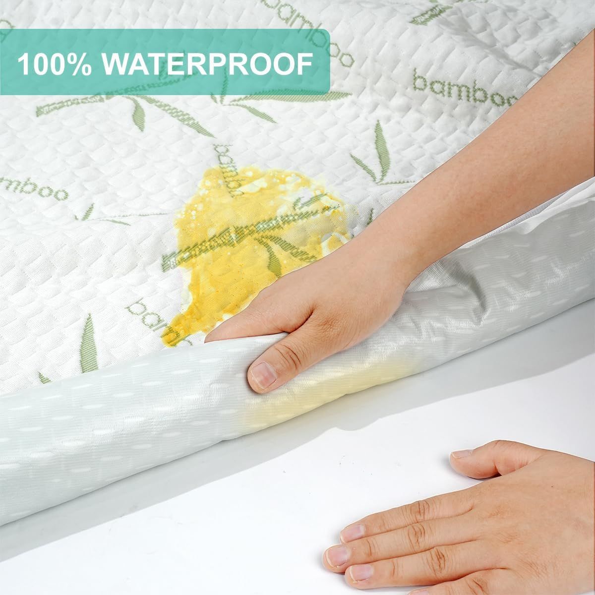 Waterproof Mattress Protector,Breathable Mattress Cover,3D Air Fabric Cooling Bed Pad Cover, Deep Pocket 40cm(King,Green)
