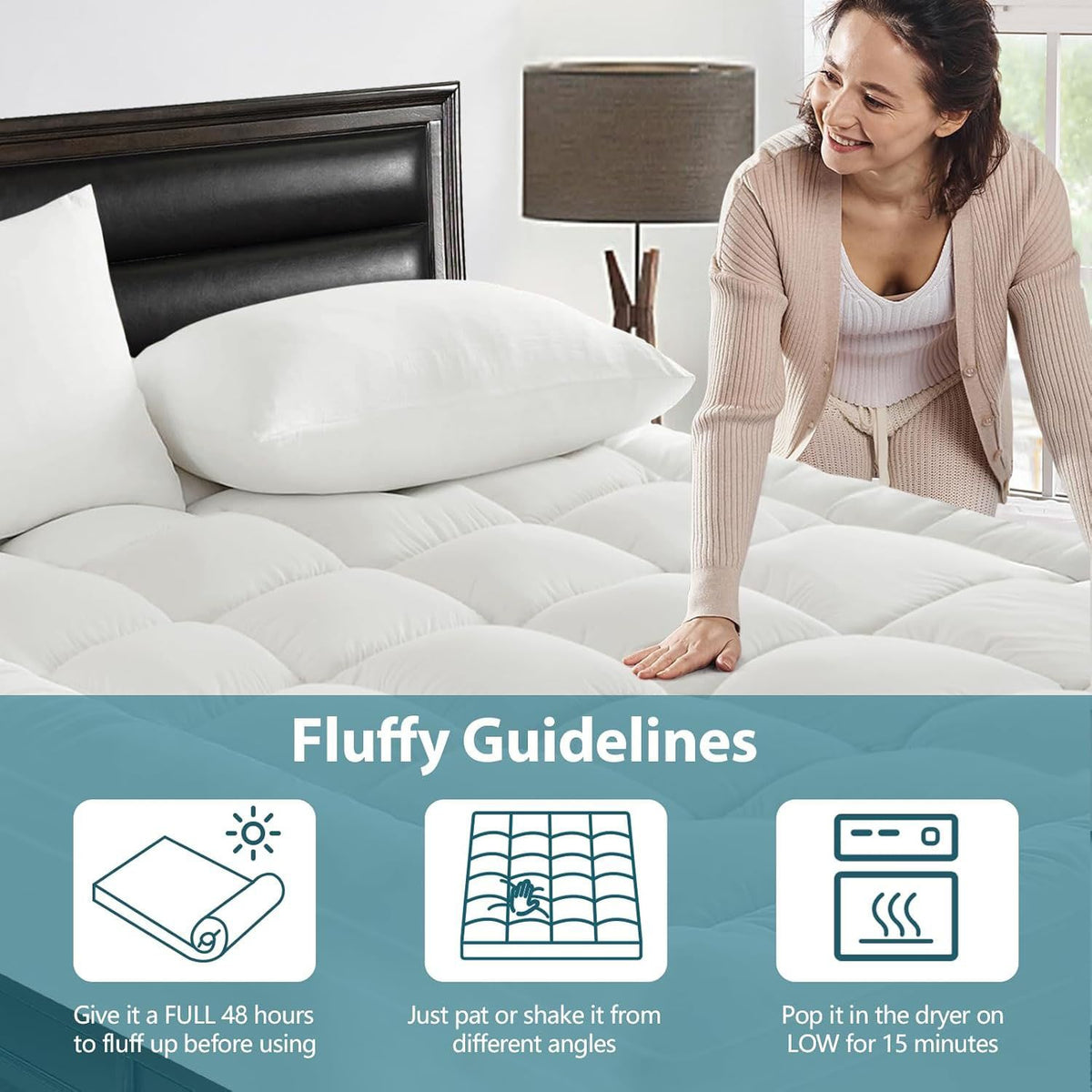 1000GSM Mattress Topper Viscose Derived from Bamboo, Thick Pillowtop Fitted Mattress Cover with 45cm Deep Skirt - Machine Washable Hypoallergenic（King Single,white）