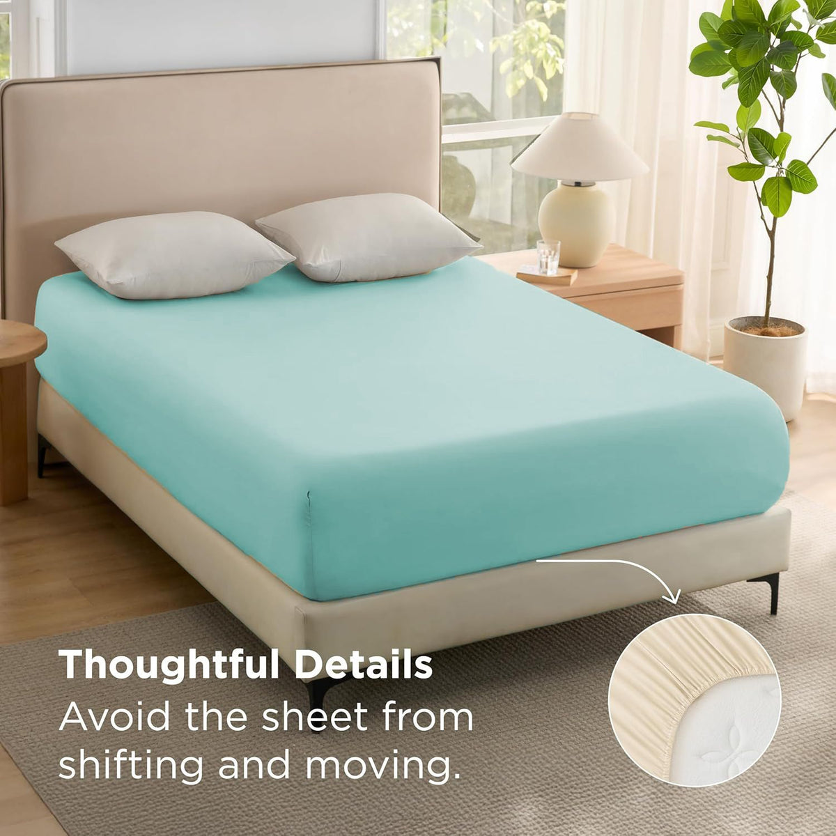 2000TC Hotel Quality Fitted Sheets - 2 Piece Fitted Sheets  -Breathable Bedding - Wrinkle, Fade, Stain Resistant- 16inch/40cm Deep Pocket Fitted Bed Sheets-Wrinkle and Fade Resistant,(Ice blue,Super King)