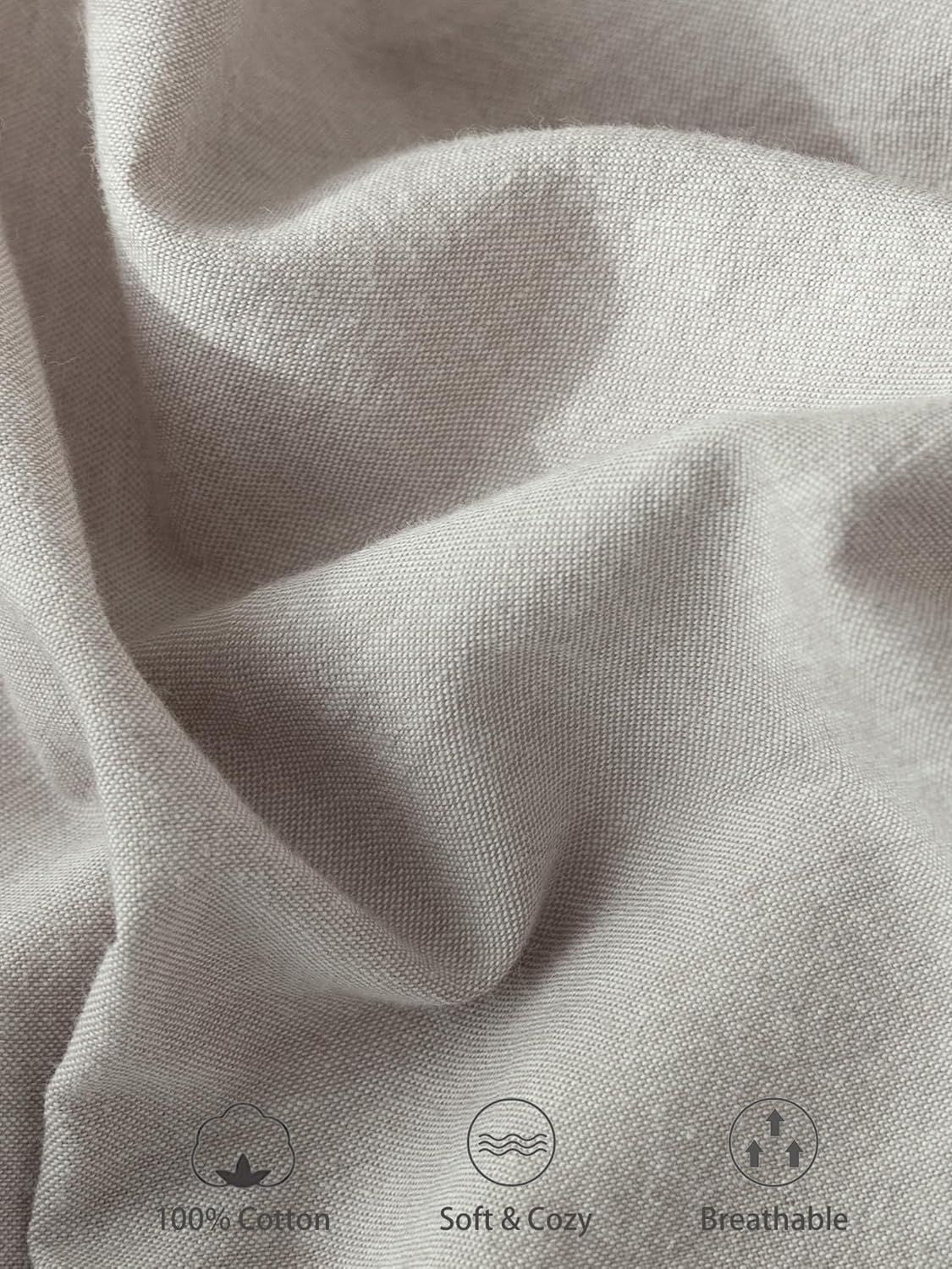 100% Cotton Fitted Sheet - Super Soft 40cm Deep Pocket Bottom Sheets - White Elastic Sheet（Double,Grey)