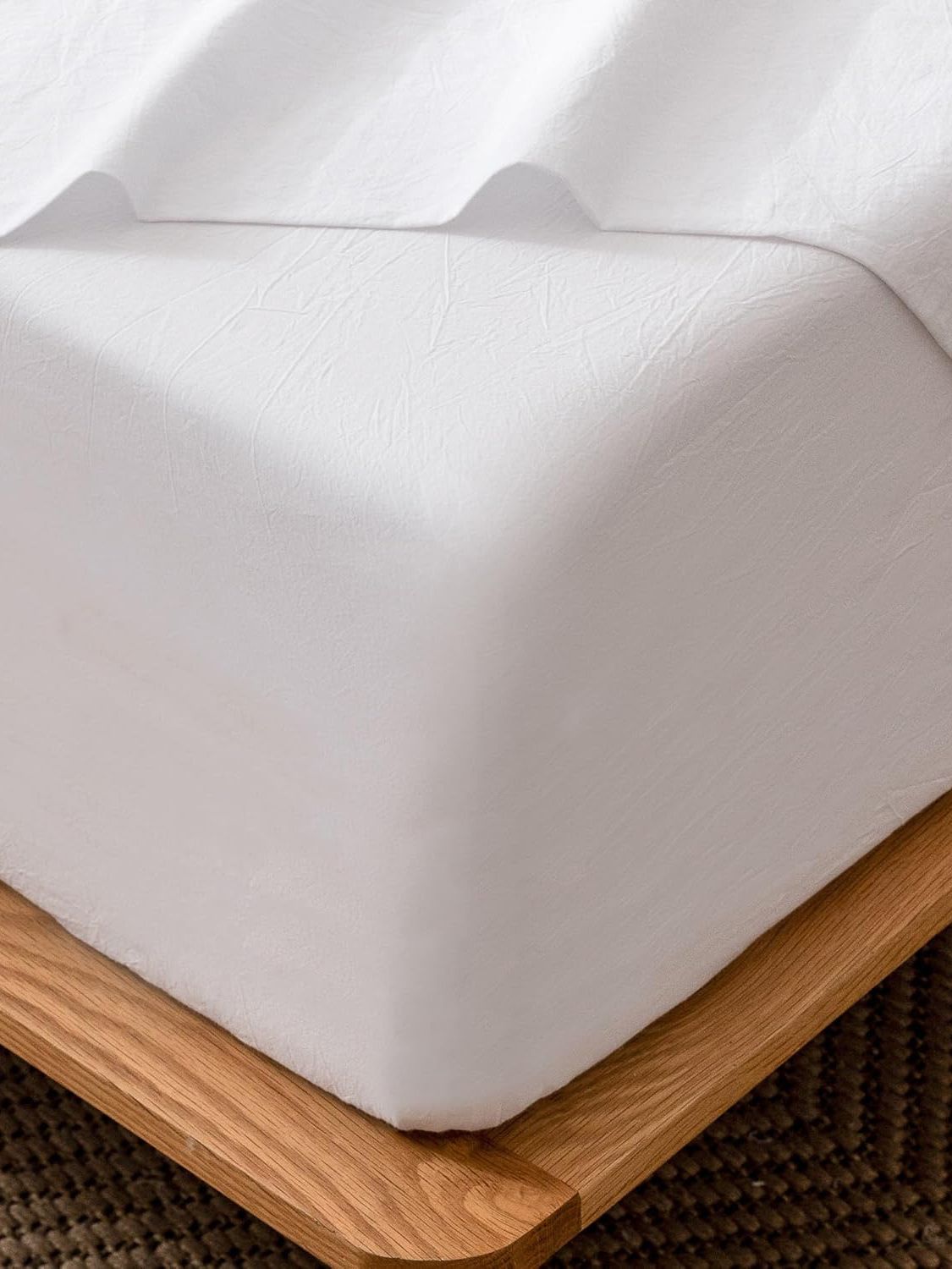 100% Cotton Fitted Sheet - Super Soft 40cm Deep Pocket Bottom Sheets - White Elastic Sheet（Super King,White)