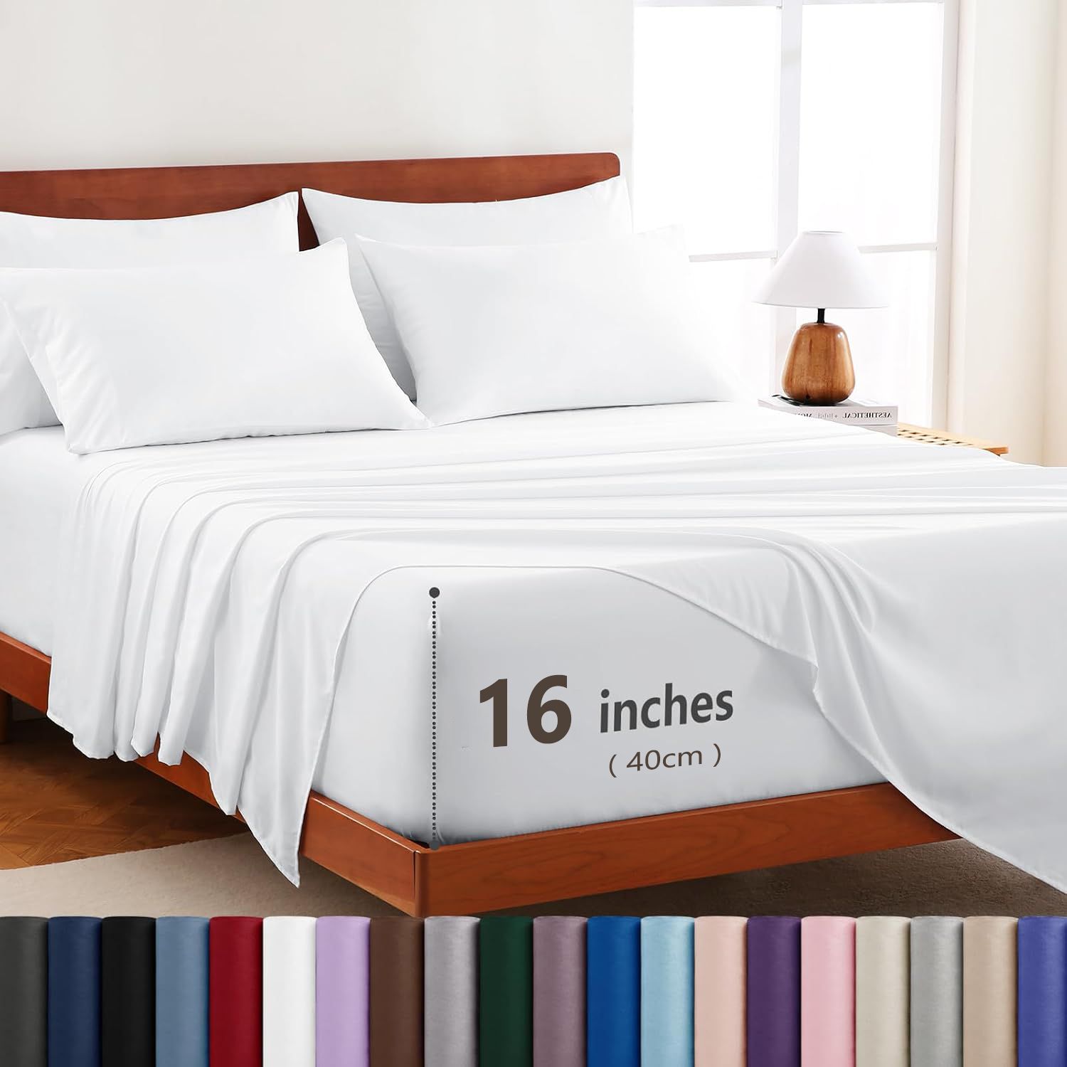 Hotel Soft Bed Sheet Set- Bedding Sheets & Pillowcases -Breathable Bedding - Wrinkle, Fade, Stain Resistant-Deep Pocket Flat Fitted Bed Sheet Set(Raw white,Double)