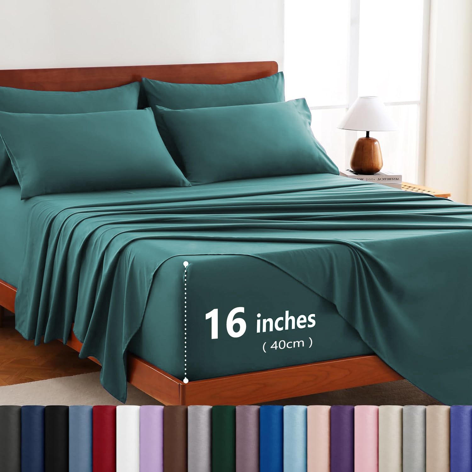 Hotel Soft Bed Sheet Set- Bedding Sheets & Pillowcases -Breathable Bedding - Wrinkle, Fade, Stain Resistant-Deep Pocket Flat Fitted Bed Sheet Set(Biscay blue,Double)