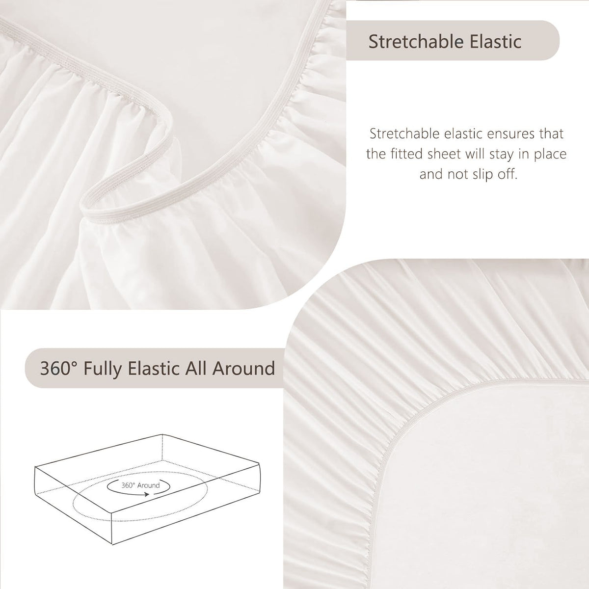 Hotel Soft Bed Sheet Set- Bedding Sheets & Pillowcases -Breathable Bedding - Wrinkle, Fade, Stain Resistant-Deep Pocket Flat Fitted Bed Sheet Set(White,King)