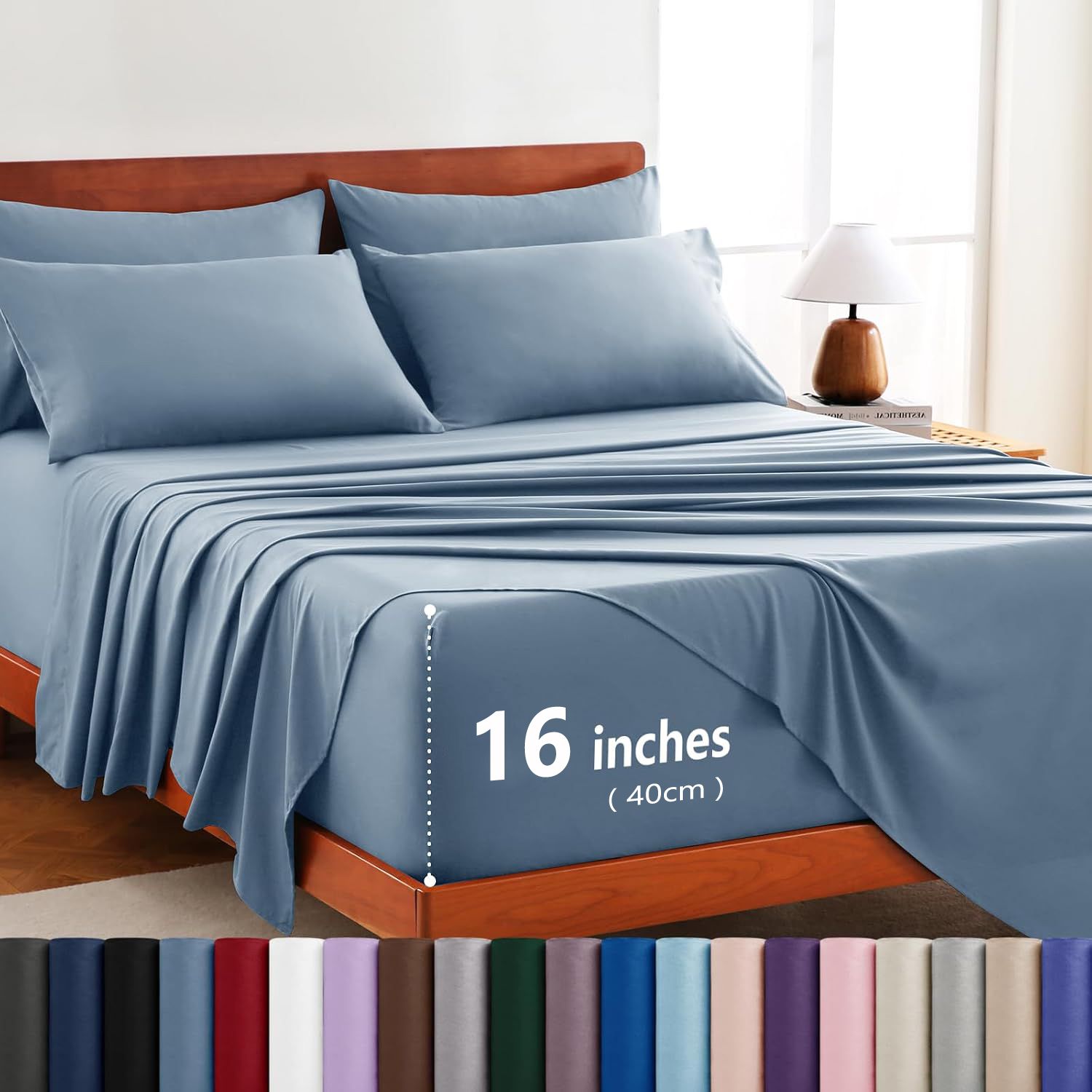 Hotel Soft Bed Sheet Set- Bedding Sheets & Pillowcases -Breathable Bedding - Wrinkle, Fade, Stain Resistant-Deep Pocket Flat Fitted Bed Sheet Set(Ocean,King)
