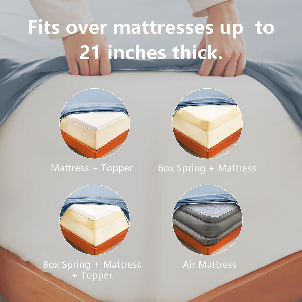 Hotel Soft Bed Sheet Set- Bedding Sheets & Pillowcases -Breathable Bedding - Wrinkle, Fade, Stain Resistant-Deep Pocket Flat Fitted Bed Sheet Set(Ocean,King)