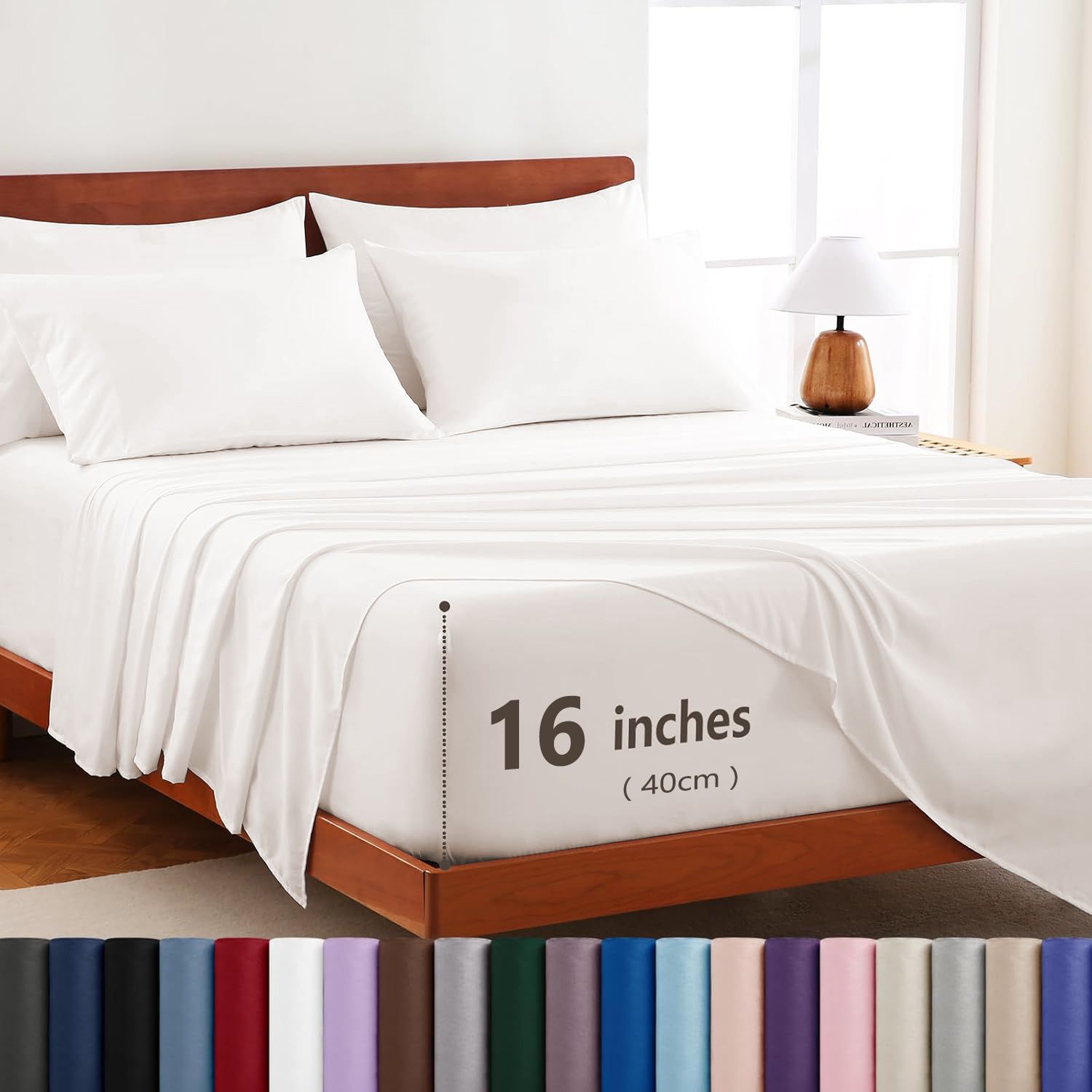 Hotel Soft Bed Sheet Set- Bedding Sheets & Pillowcases -Breathable Bedding - Wrinkle, Fade, Stain Resistant-Deep Pocket Flat Fitted Bed Sheet Set(White,King Single)