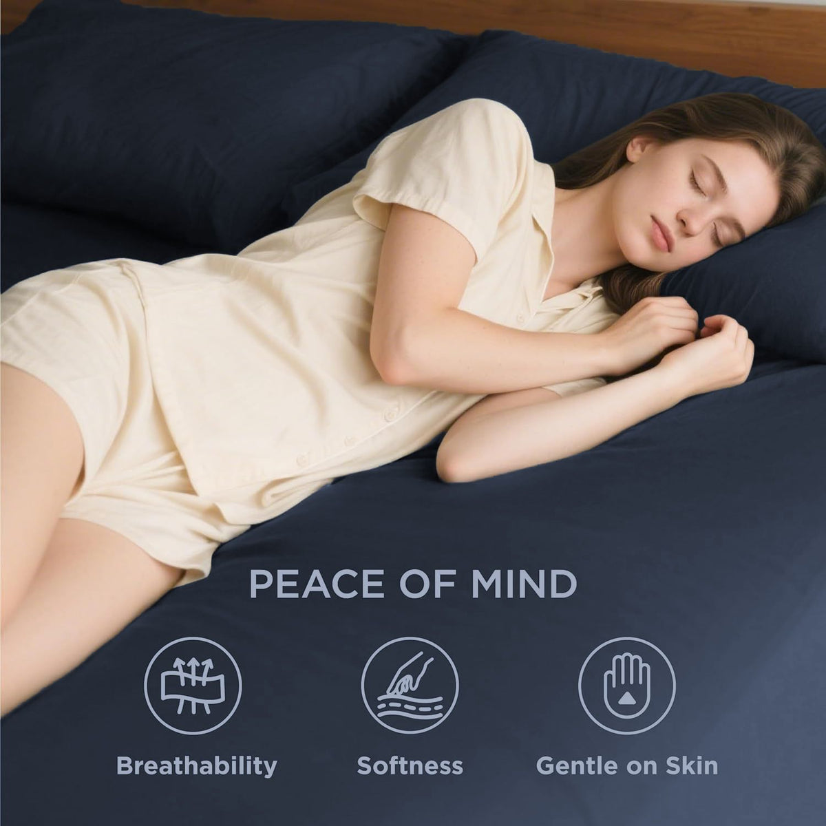 Hotel Soft Bed Sheet Set- Bedding Sheets & Pillowcases -Breathable Bedding - Wrinkle, Fade, Stain Resistant-Deep Pocket Flat Fitted Bed Sheet Set(Navy,King Single)