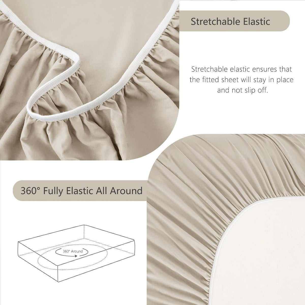 Hotel Soft Bed Sheet Set- Bedding Sheets & Pillowcases -Breathable Bedding - Wrinkle, Fade, Stain Resistant-Deep Pocket Flat Fitted Bed Sheet Set(Cream White,King Single)