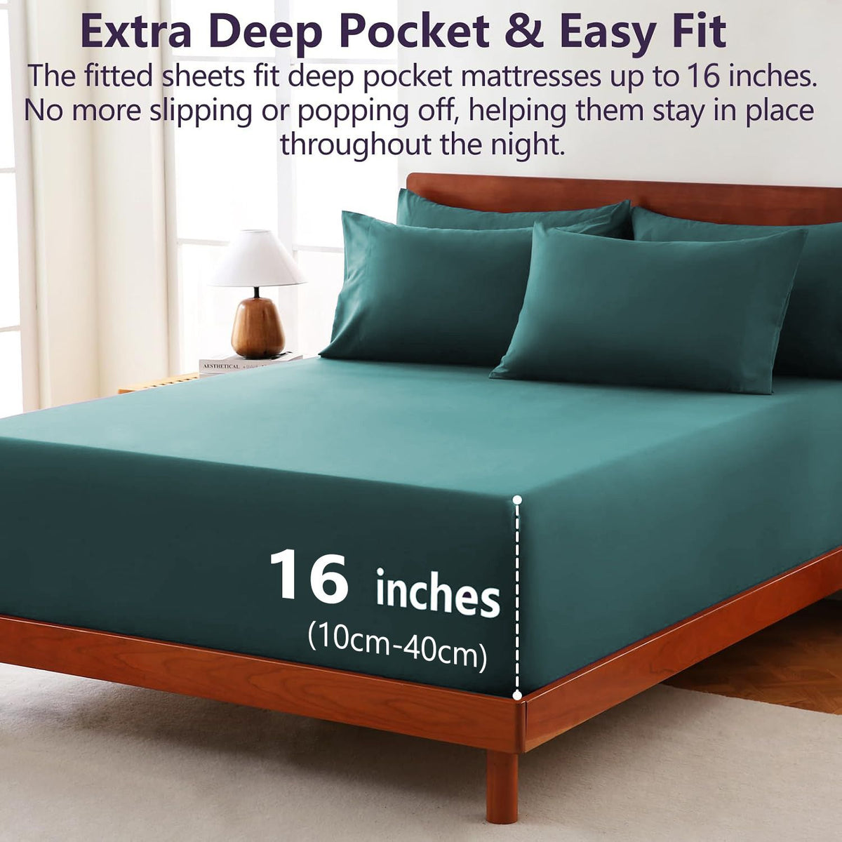 Hotel Soft Bed Sheet Set- Bedding Sheets & Pillowcases -Breathable Bedding - Wrinkle, Fade, Stain Resistant-Deep Pocket Flat Fitted Bed Sheet Set(Biscay blue,King Single)