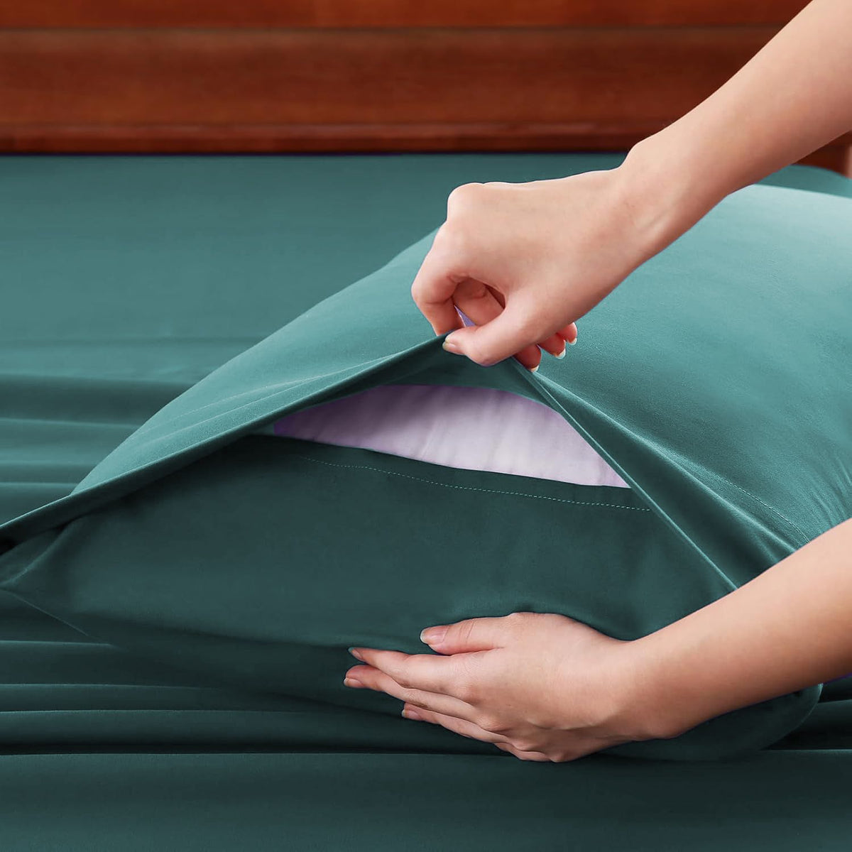 Hotel Soft Bed Sheet Set- Bedding Sheets & Pillowcases -Breathable Bedding - Wrinkle, Fade, Stain Resistant-Deep Pocket Flat Fitted Bed Sheet Set(Biscay blue,Queen)