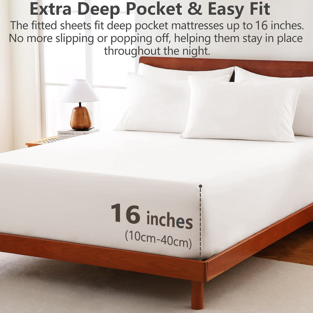 Hotel Soft Bed Sheet Set- Bedding Sheets & Pillowcases -Breathable Bedding - Wrinkle, Fade, Stain Resistant-Deep Pocket Flat Fitted Bed Sheet Set(White,Single)