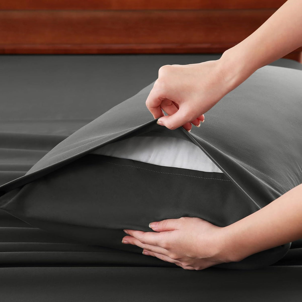 Hotel Soft Bed Sheet Set- Bedding Sheets & Pillowcases -Breathable Bedding - Wrinkle, Fade, Stain Resistant-Deep Pocket Flat Fitted Bed Sheet Set(Dark gray,Single)