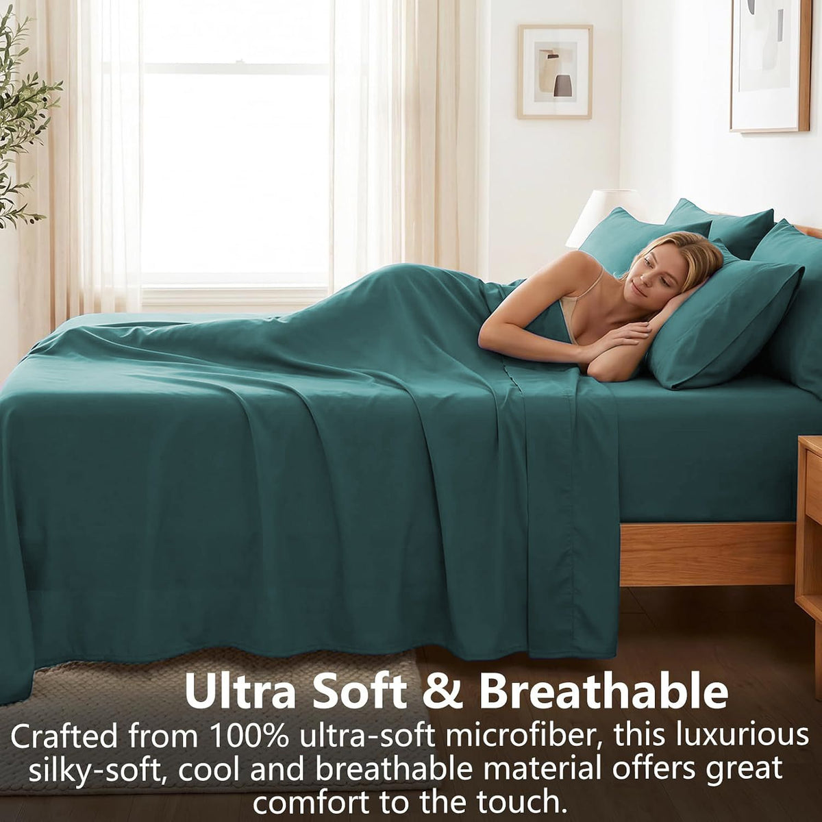 Hotel Soft Bed Sheet Set- Bedding Sheets & Pillowcases -Breathable Bedding - Wrinkle, Fade, Stain Resistant-Deep Pocket Flat Fitted Bed Sheet Set(Biscay blue,Single)