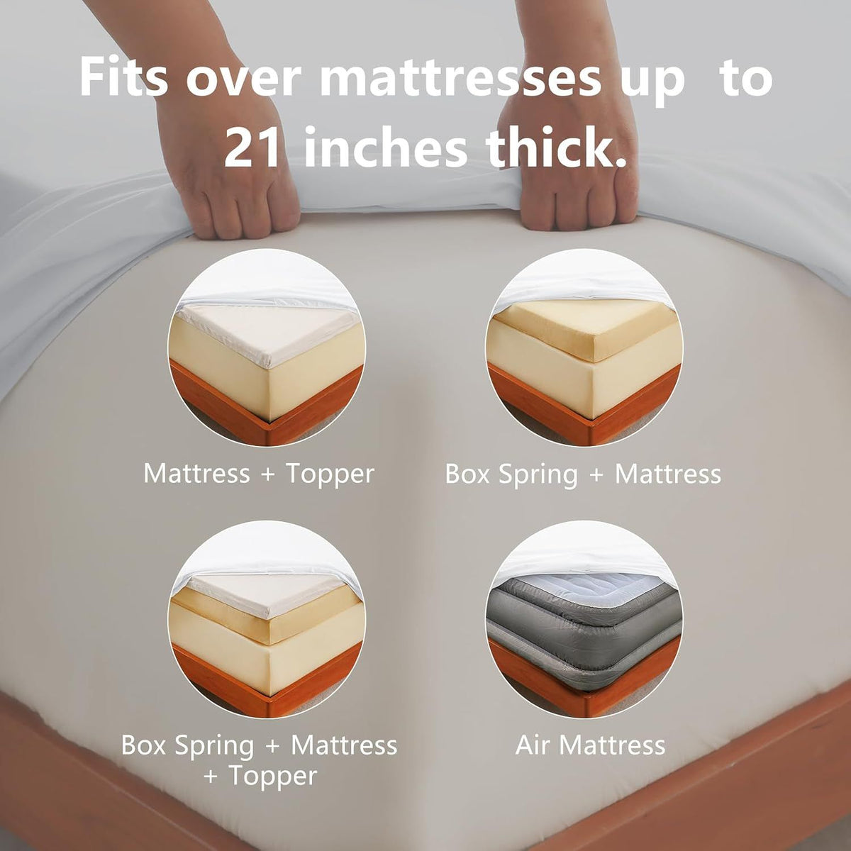 Hotel Soft Bed Sheet Set- Bedding Sheets & Pillowcases -Breathable Bedding - Wrinkle, Fade, Stain Resistant-Deep Pocket Flat Fitted Bed Sheet Set(Raw white,Super King)