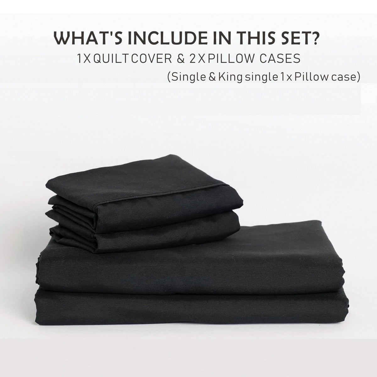 3 Piece Hotel Soft Microfiber Quilt Cover Set-2000TC Duvet/Donna Cover Set & Pillowcases -1 Quilt Cover Zipper Closure & 1 x Pillowcases-Breathable Bedding - Wrinkle, Fade, Stain Resistant(Black,Double)
