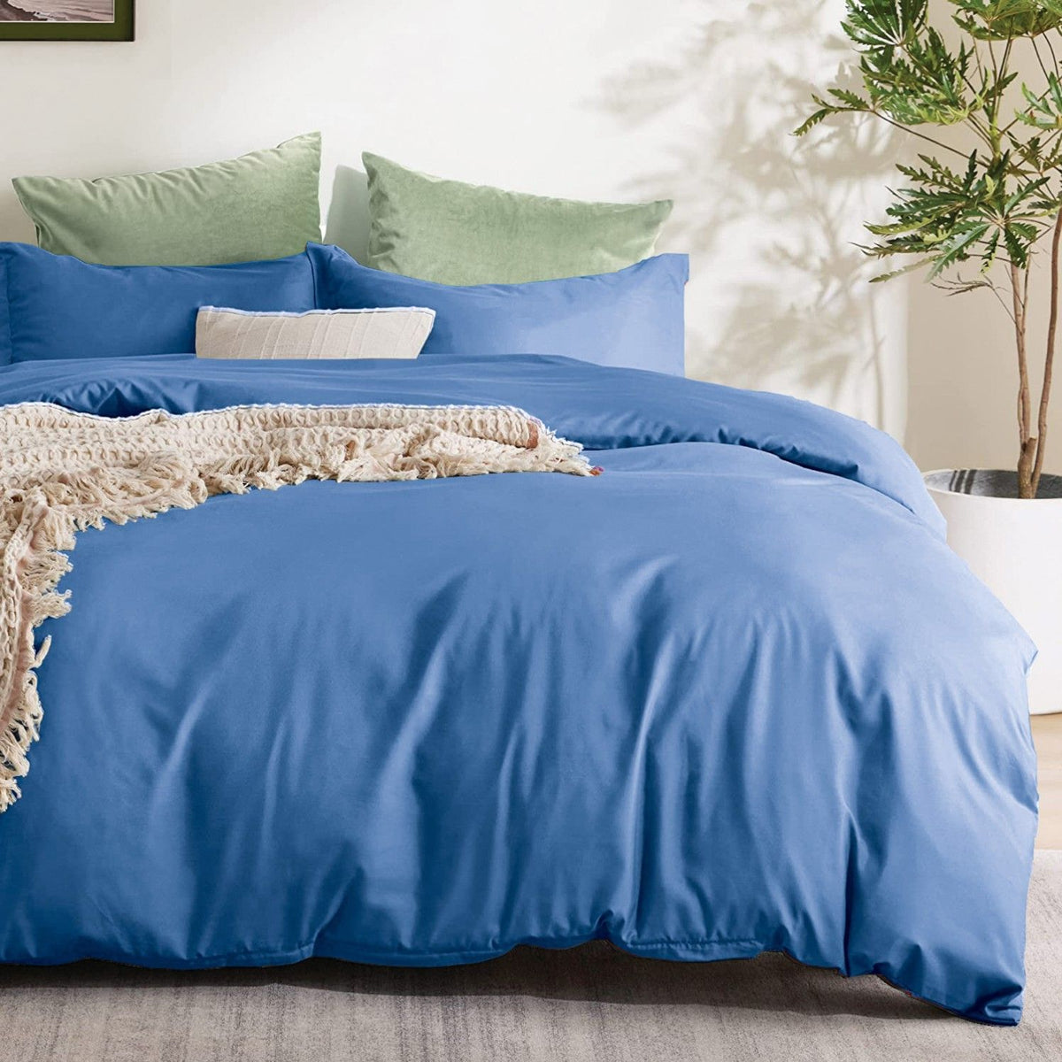 3 Piece Hotel Soft Microfiber Quilt Cover Set-2000TC Duvet/Donna Cover Set & Pillowcases -1 Quilt Cover Zipper Closure & 1 x Pillowcases-Breathable Bedding - Wrinkle, Fade, Stain Resistant(Ocean,Double)