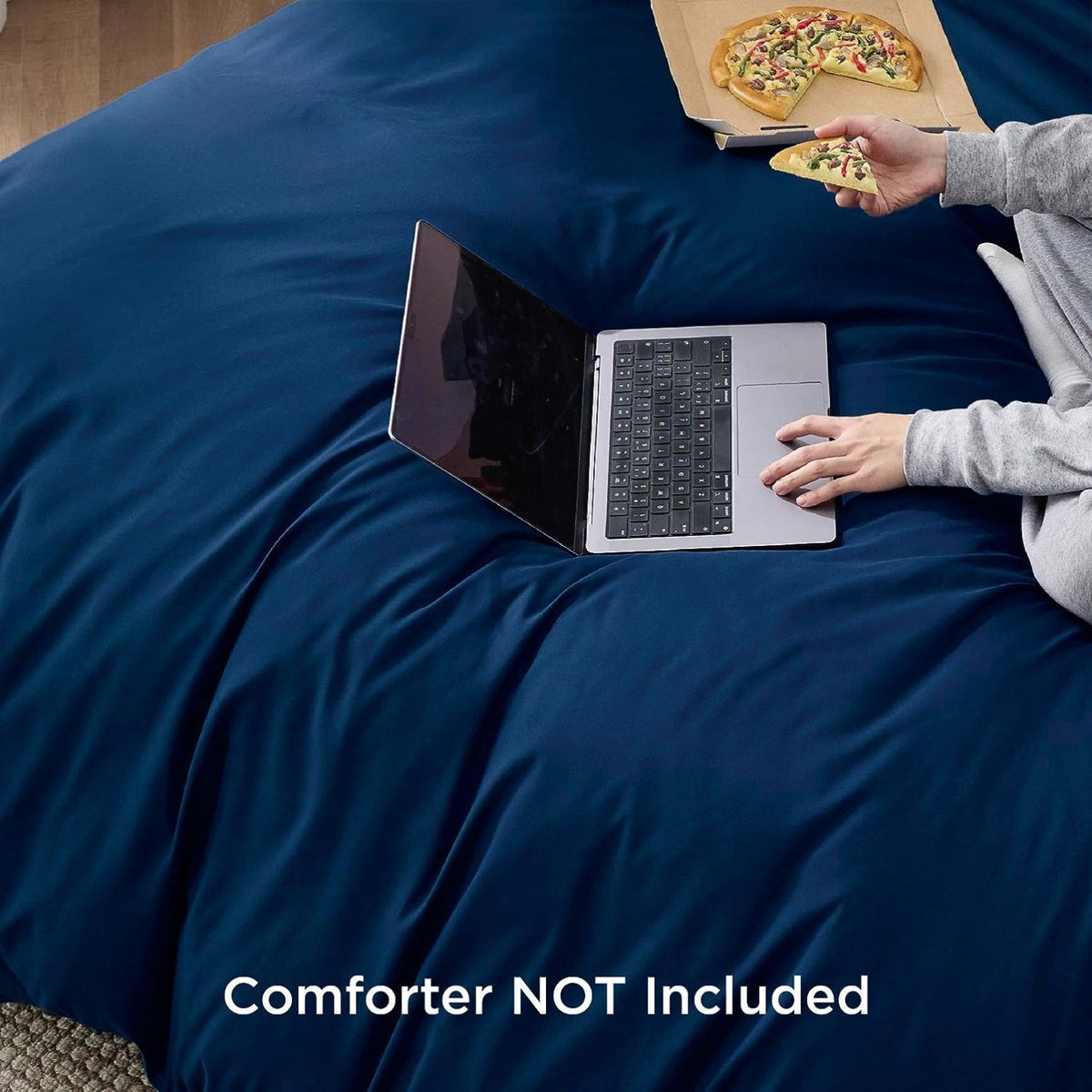 3 Piece Hotel Soft Microfiber Quilt Cover Set-2000TC Duvet/Donna Cover Set & Pillowcases -1 Quilt Cover Zipper Closure & 1 x Pillowcases-Breathable Bedding - Wrinkle, Fade, Stain Resistant(Navy,Double)