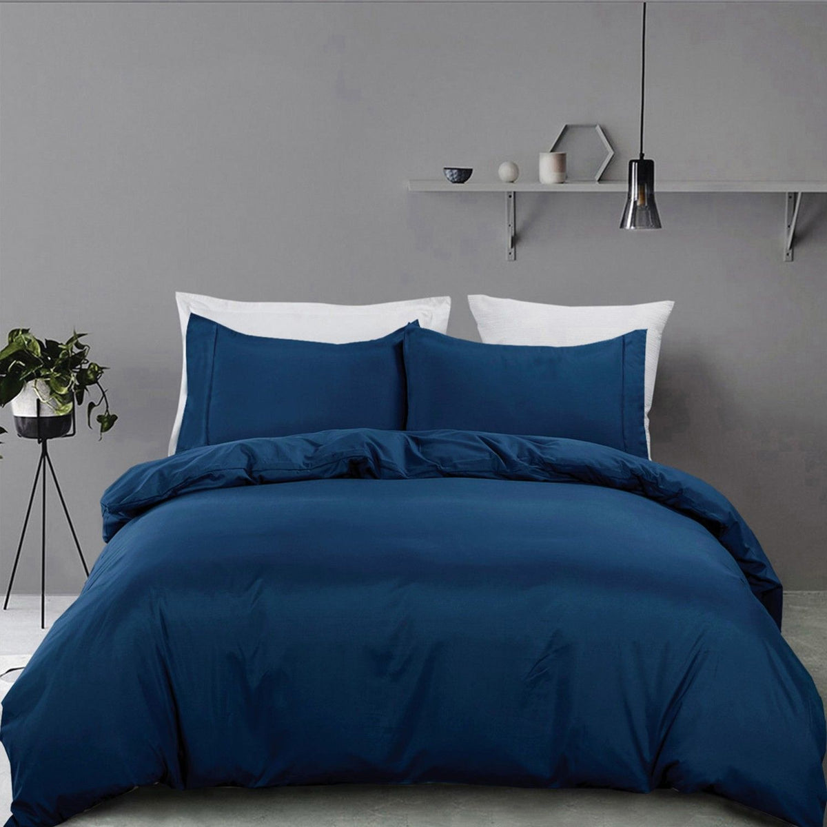 3 Piece Hotel Soft Microfiber Quilt Cover Set-2000TC Duvet/Donna Cover Set & Pillowcases -1 Quilt Cover Zipper Closure & 1 x Pillowcases-Breathable Bedding - Wrinkle, Fade, Stain Resistant(Navy,Double)