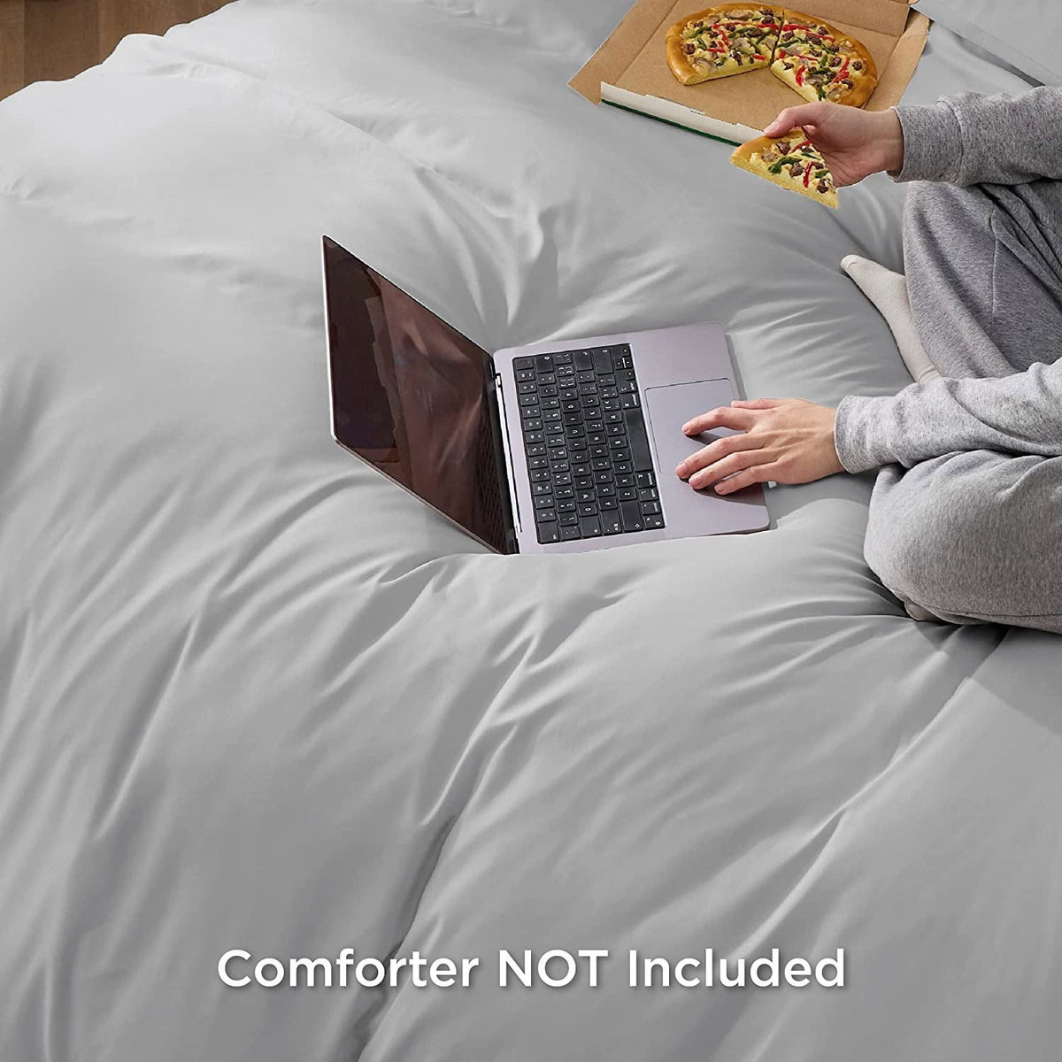 3 Piece Hotel Soft Microfiber Quilt Cover Set-2000TC Duvet/Donna Cover Set & Pillowcases -1 Quilt Cover Zipper Closure & 1 x Pillowcases-Breathable Bedding - Wrinkle, Fade, Stain Resistant(Silver-gray,Double)