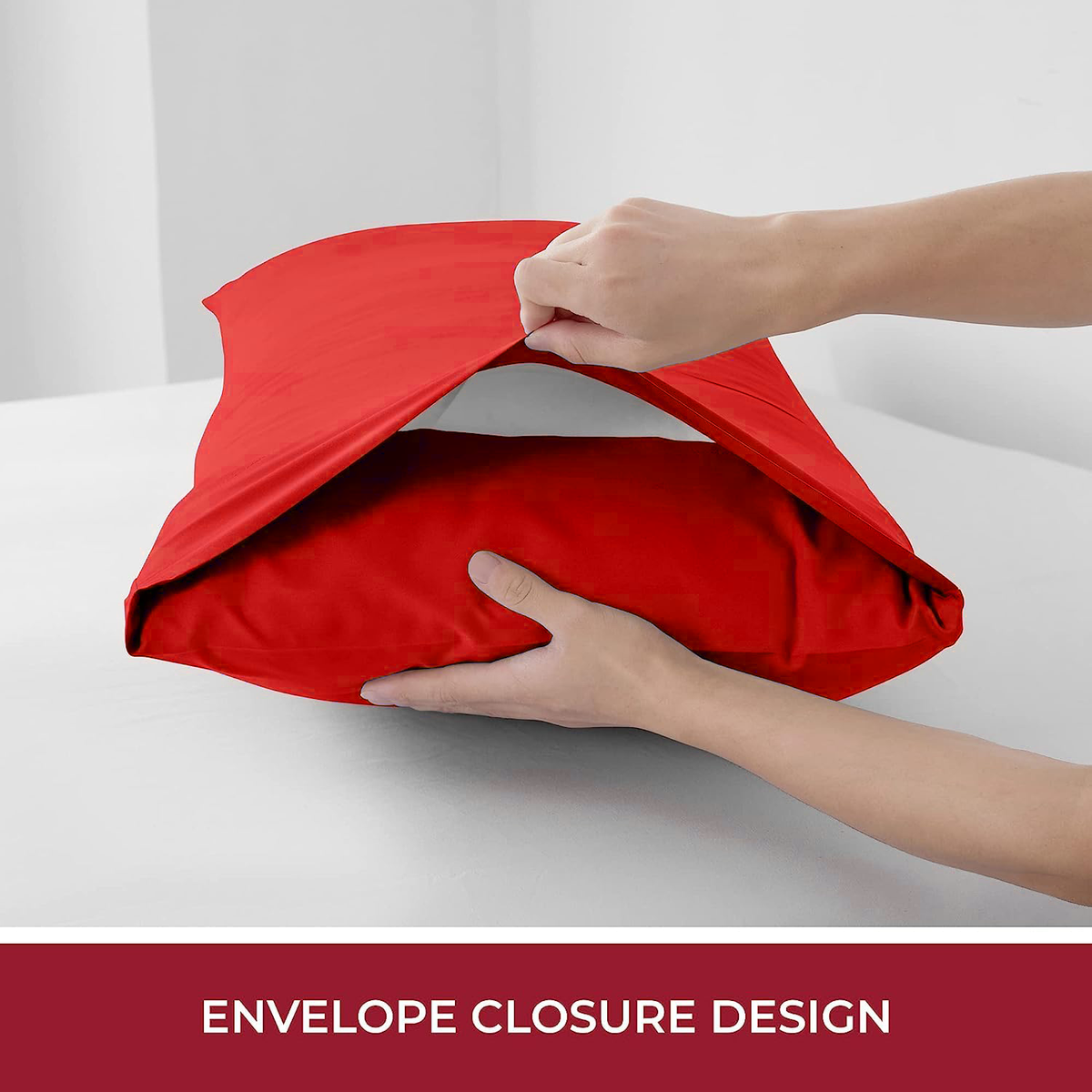 3 Piece Fitted Sheet Set- Fitted Sheet & Pillowcases -Breathable Bedding - Wrinkle, Fade, Stain Resistant- 40cm Deep Pocket Fitted Bed Sheet Set(Red,Double)