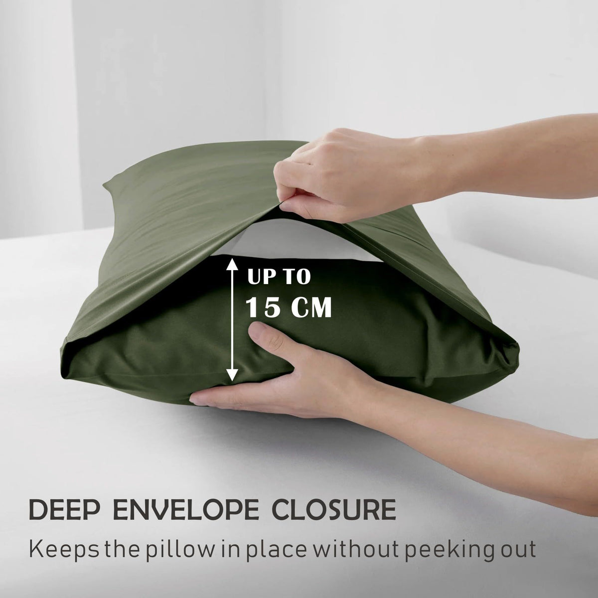 3 Piece Fitted Sheet Set- Fitted Sheet & Pillowcases -Breathable Bedding - Wrinkle, Fade, Stain Resistant- 40cm Deep Pocket Fitted Bed Sheet Set(Olive green,Double)