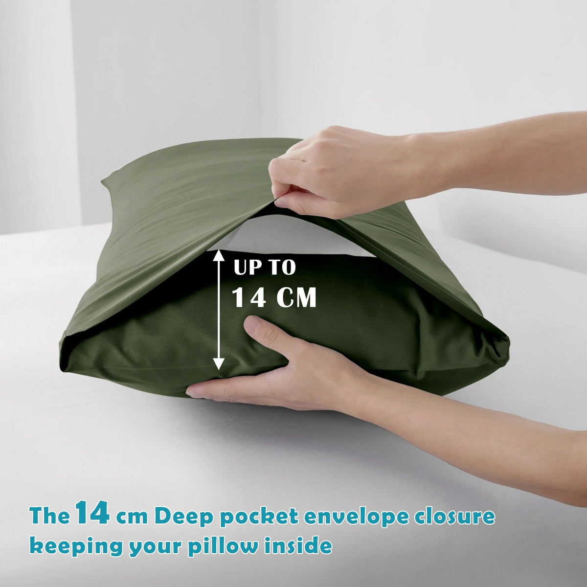 4 Piece Bed Sheet Set- Bedding Sheets & Pillowcases -Breathable Bedding - Wrinkle, Fade, Stain Resistant-Deep Pocket Flat Fitted Bed Sheet Set(Olive green,Double)