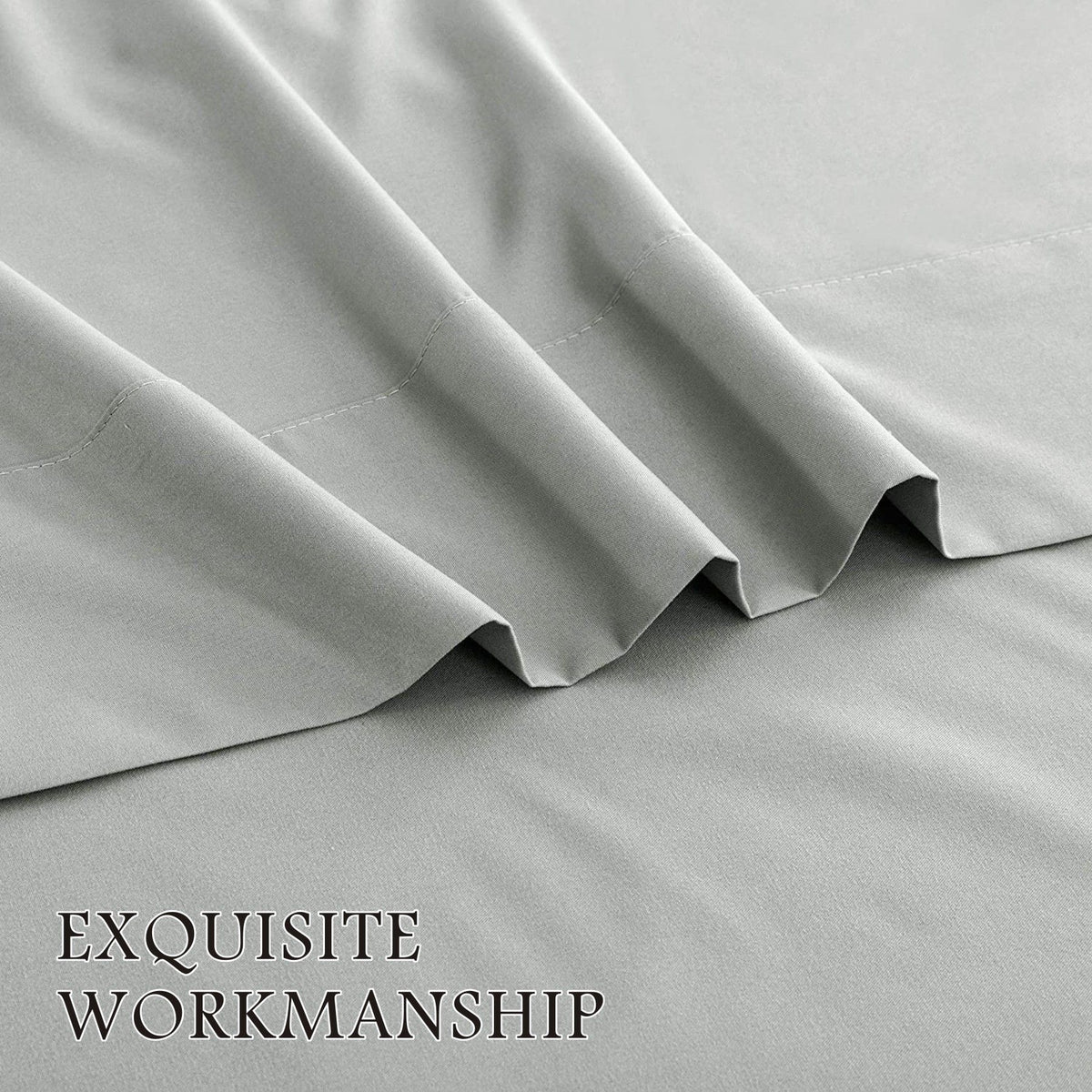4 Piece Bed Sheet Set- Bedding Sheets & Pillowcases -Breathable Bedding - Wrinkle, Fade, Stain Resistant-Deep Pocket Flat Fitted Bed Sheet Set(Silver-gray,Double)