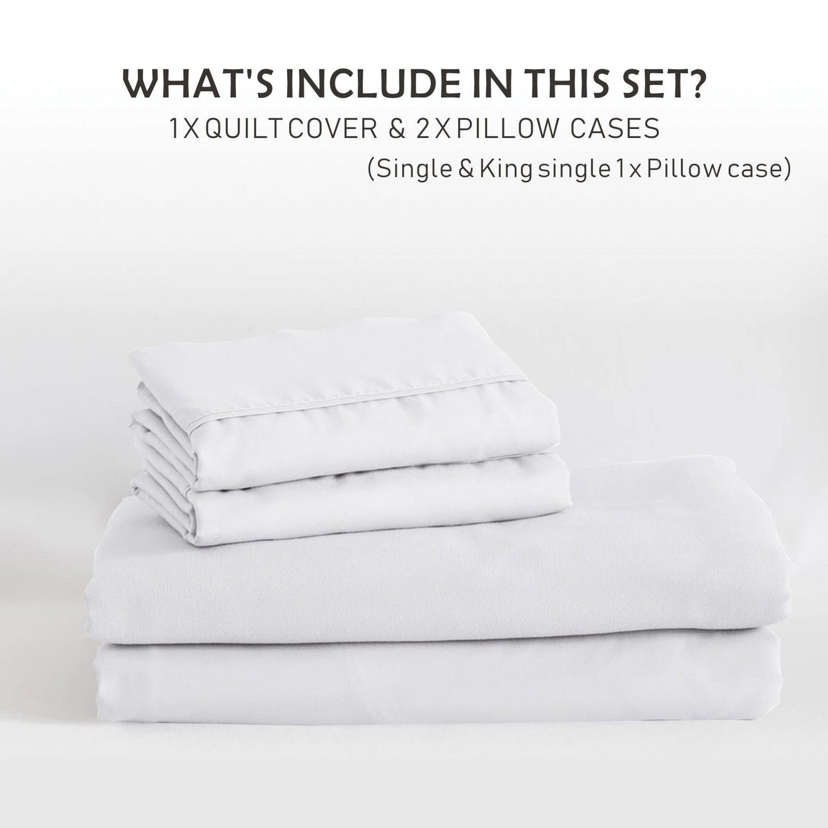 3 Piece Hotel Soft Microfiber Quilt Cover Set-2000TC Duvet/Donna Cover Set & Pillowcases -1 Quilt Cover Zipper Closure & 1 x Pillowcases-Breathable Bedding - Wrinkle, Fade, Stain Resistant(White,King)