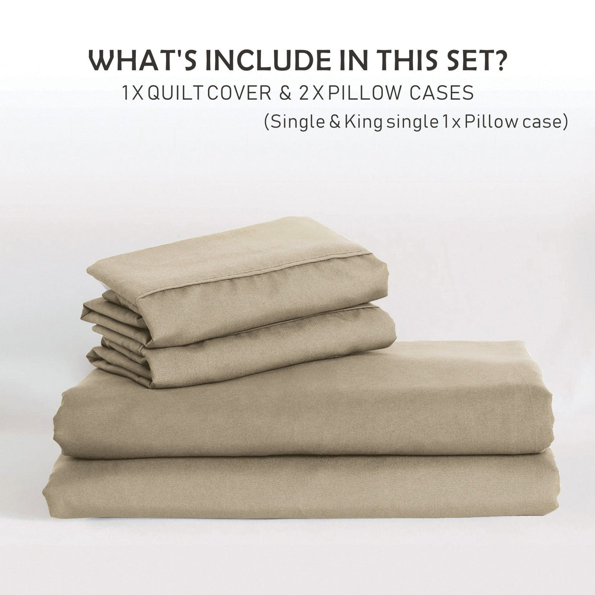 3 Piece Hotel Soft Microfiber Quilt Cover Set-2000TC Duvet/Donna Cover Set & Pillowcases -1 Quilt Cover Zipper Closure & 1 x Pillowcases-Breathable Bedding - Wrinkle, Fade, Stain Resistant(Camel Beige,King)