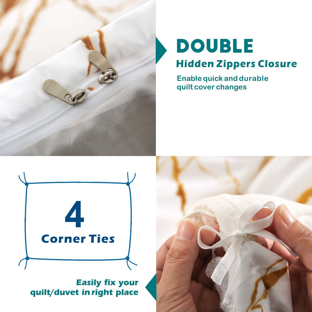 3 Piece Hotel Soft Microfiber Quilt Cover Set-2000TC Duvet/Donna Cover Set & Pillowcases -1 Quilt Cover Zipper Closure & 1 x Pillowcases-Breathable Bedding - Wrinkle, Fade, Stain Resistant(Modern Geometric,King)